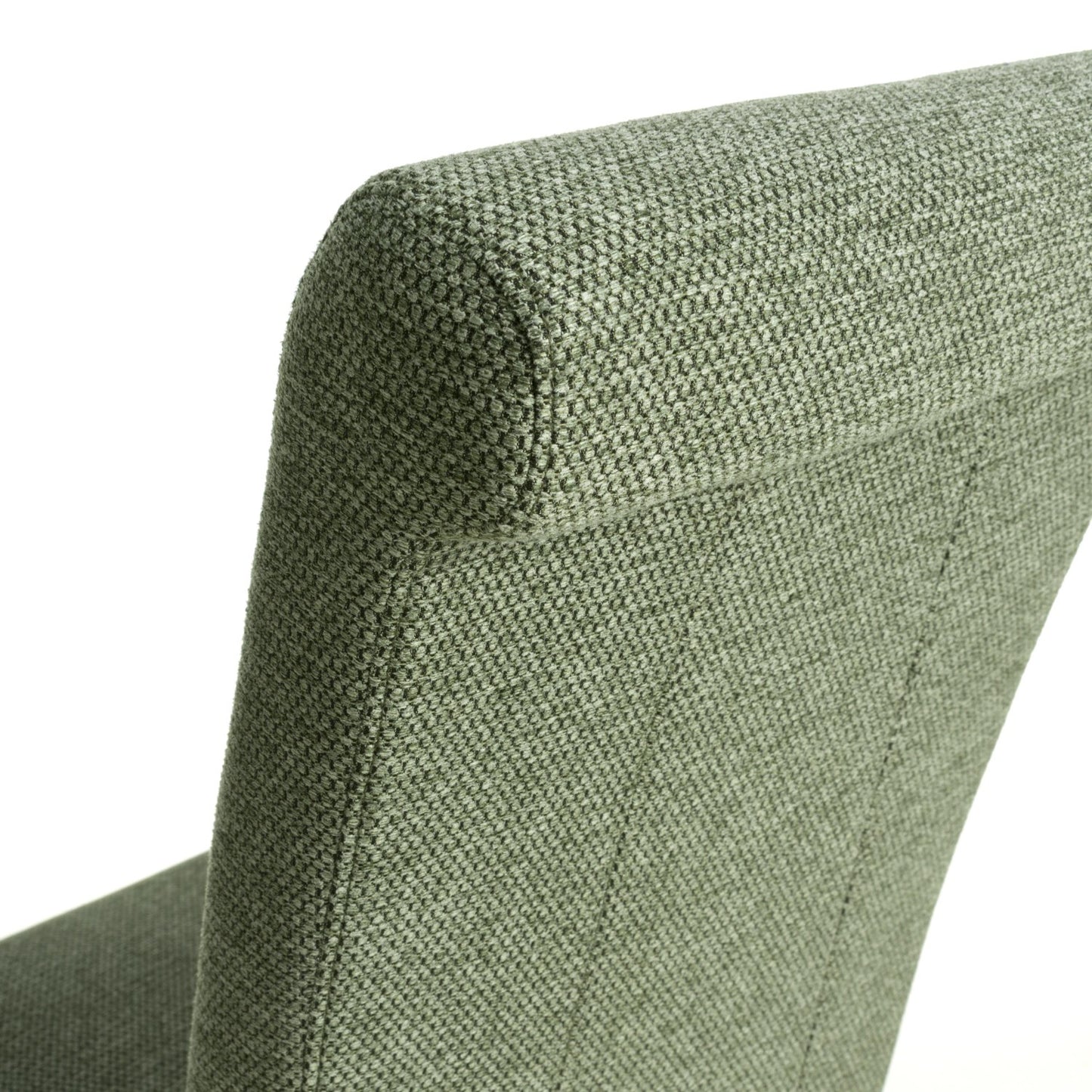 Green Fabric Scroll Back Dining Chair Light Wood Legs