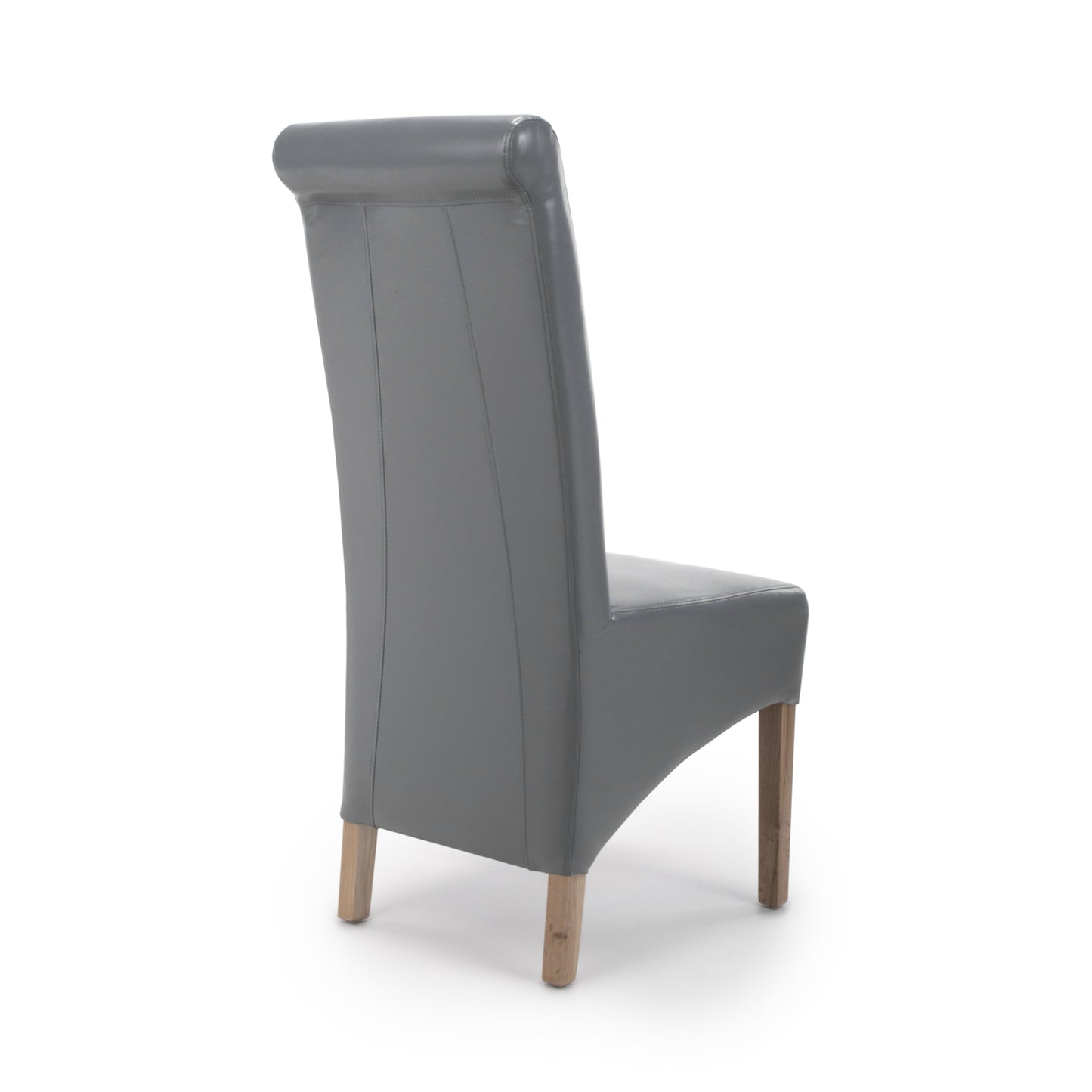 Putty Grey Leather Roll Back Dining Chair