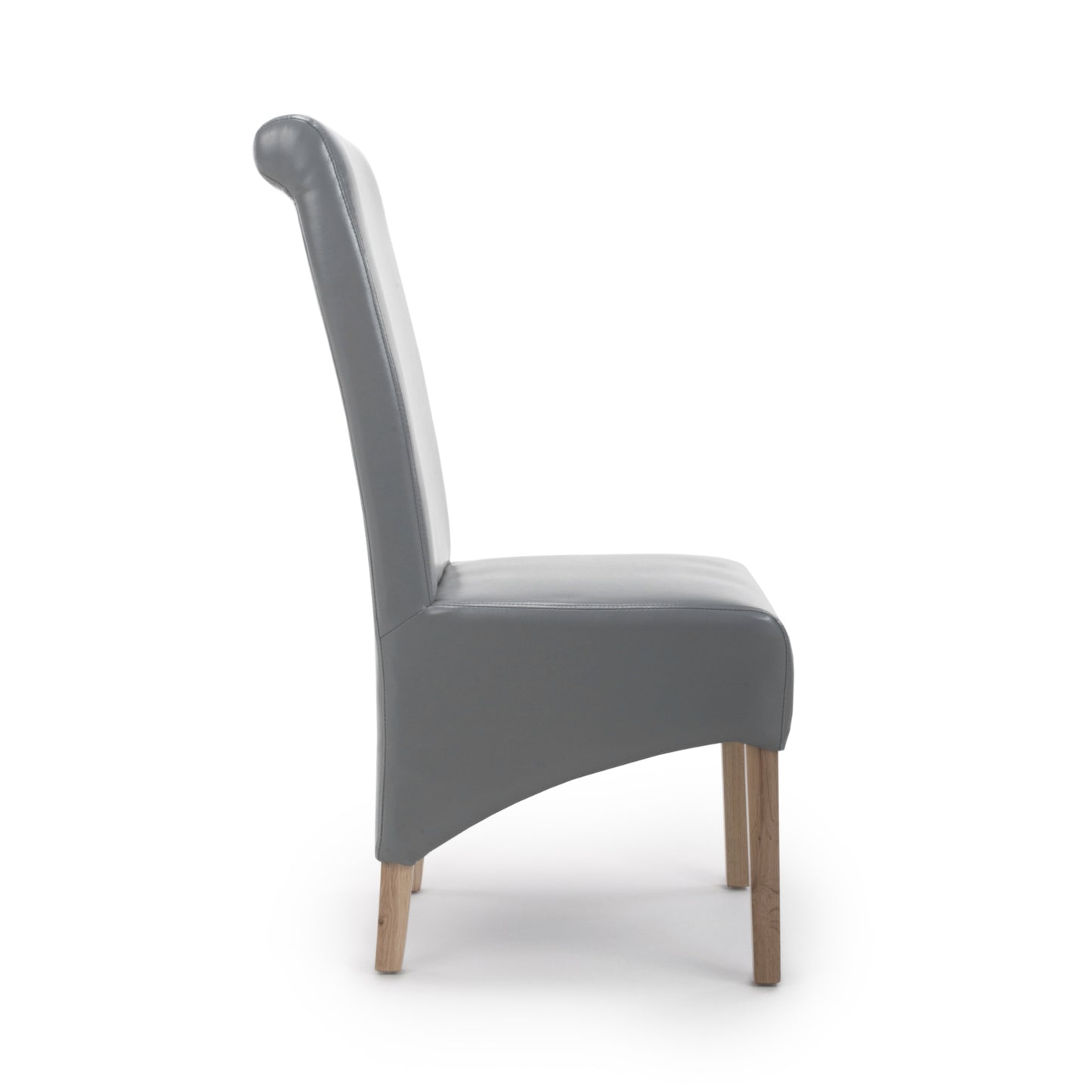 Putty Grey Leather Roll Back Dining Chair