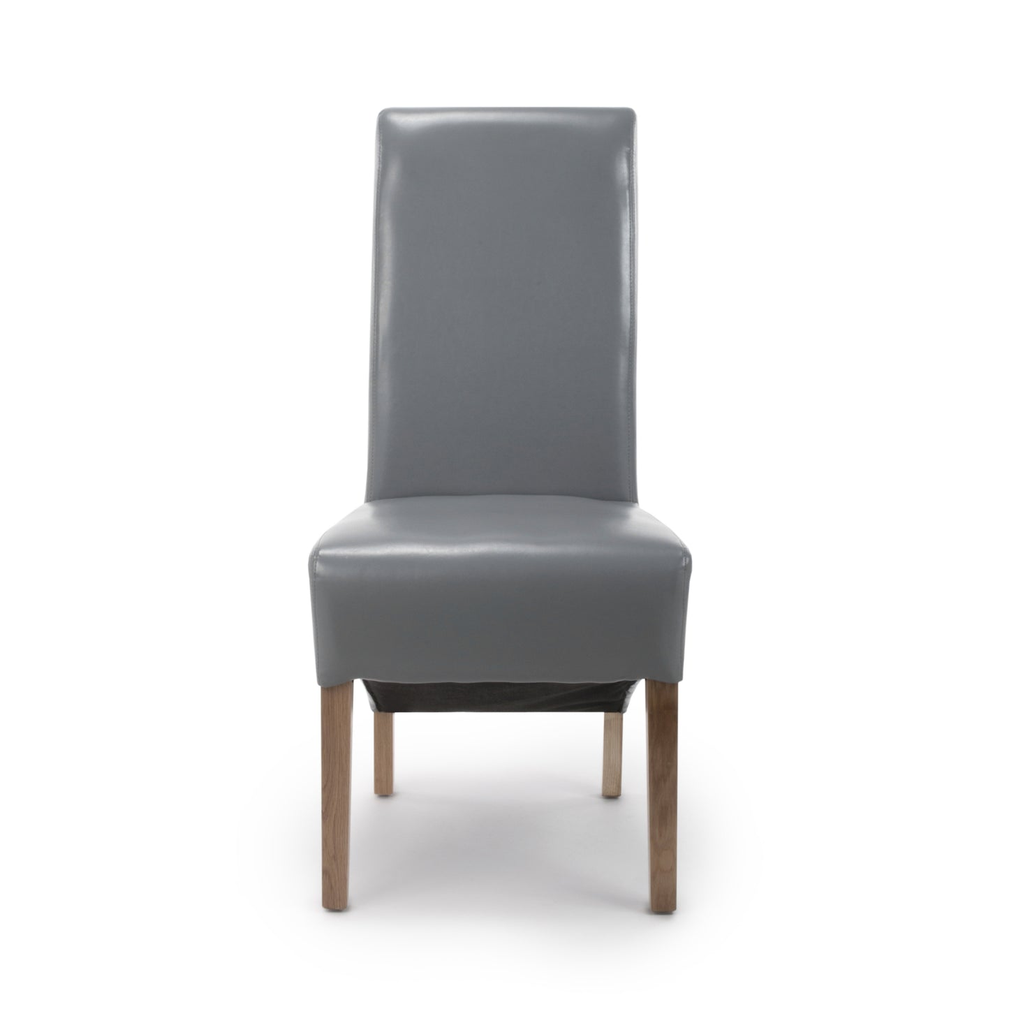 Putty Grey Leather Roll Back Dining Chair