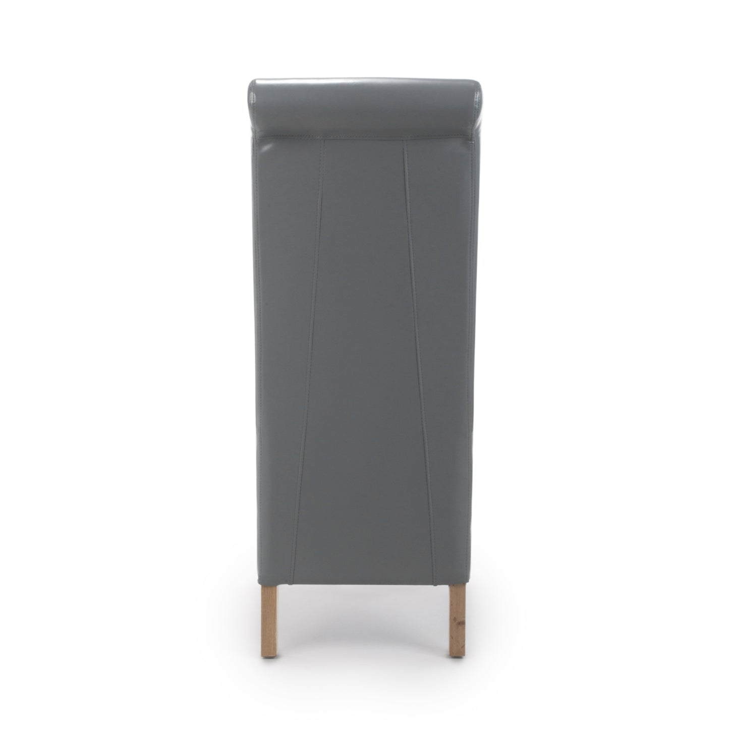 Putty Grey Leather Roll Back Dining Chair