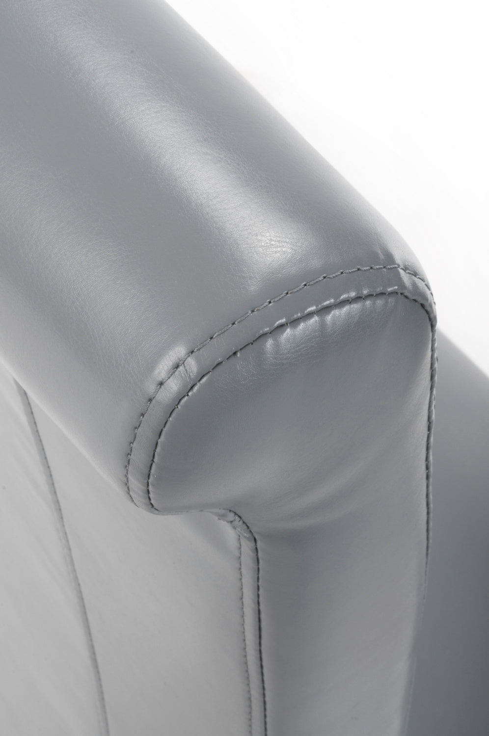 Putty Grey Leather Roll Back Dining Chair