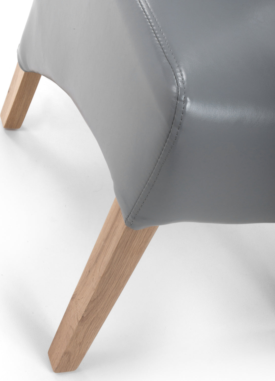 Putty Grey Leather Roll Back Dining Chair