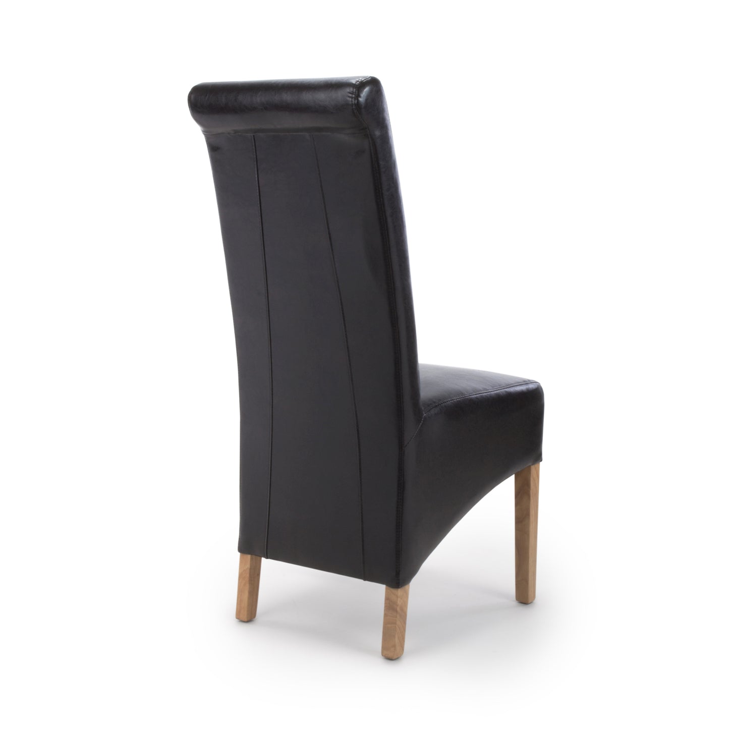Black Leather Roll Back Dining Chair