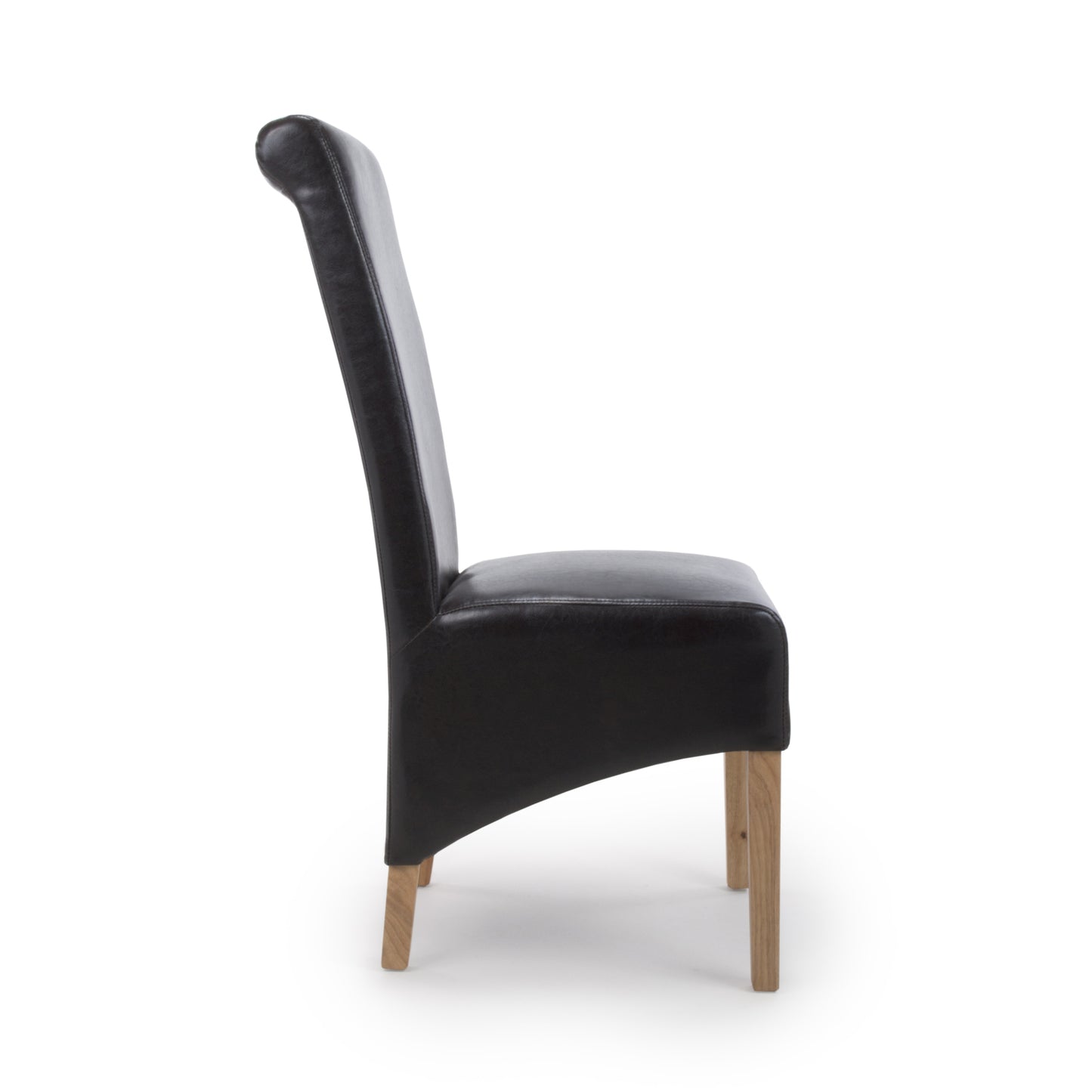 Black Leather Roll Back Dining Chair