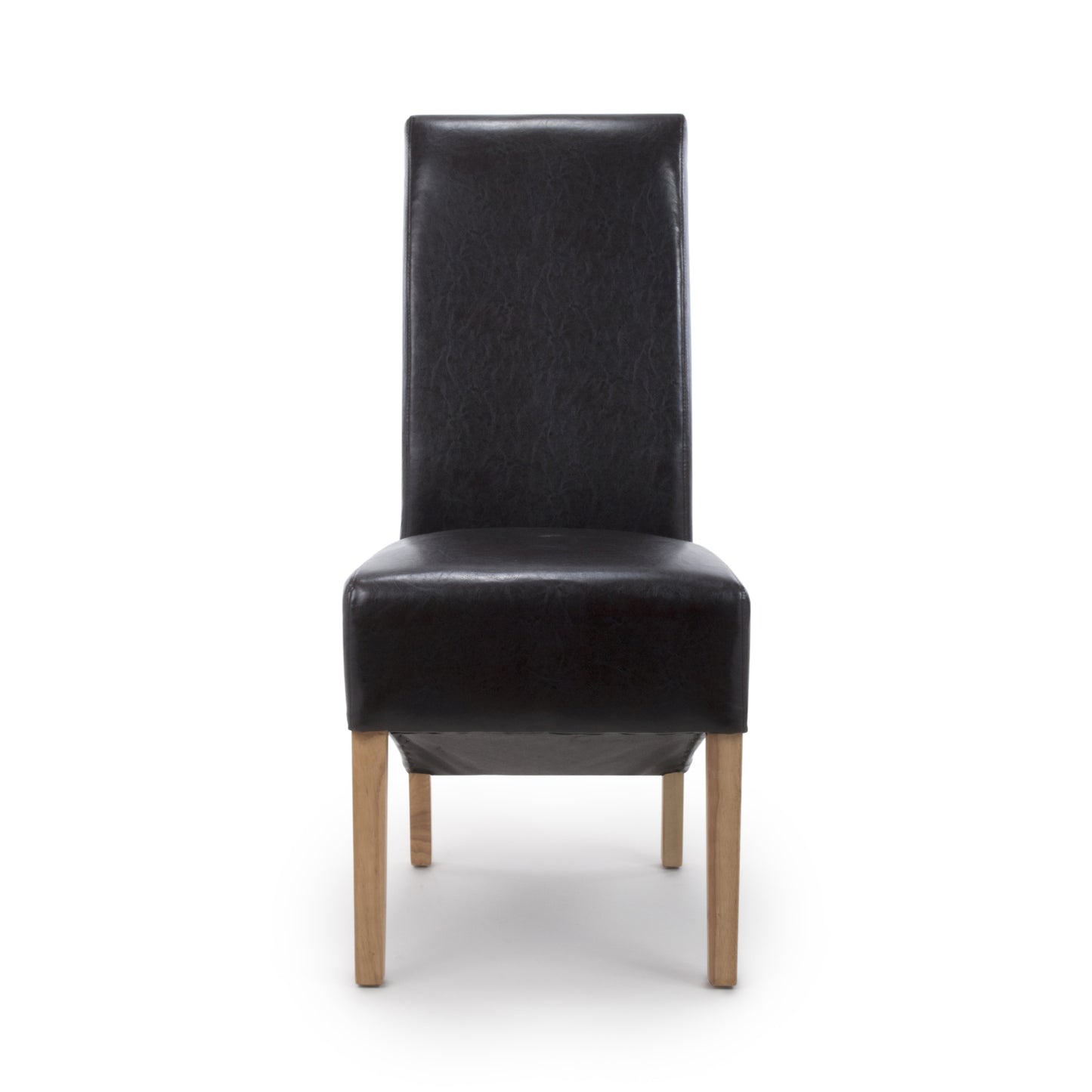 Black Leather Roll Back Dining Chair