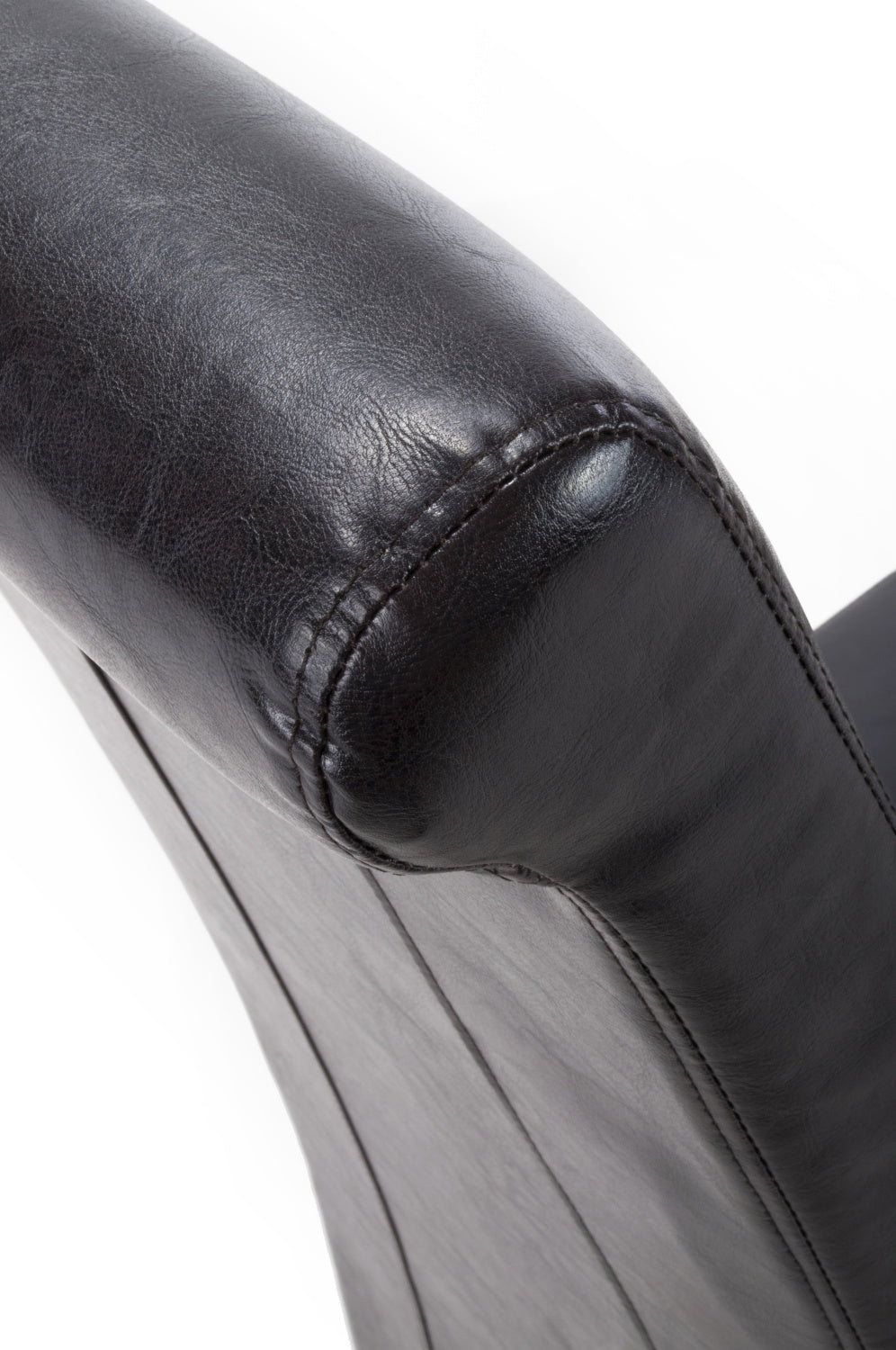 Black Leather Roll Back Dining Chair
