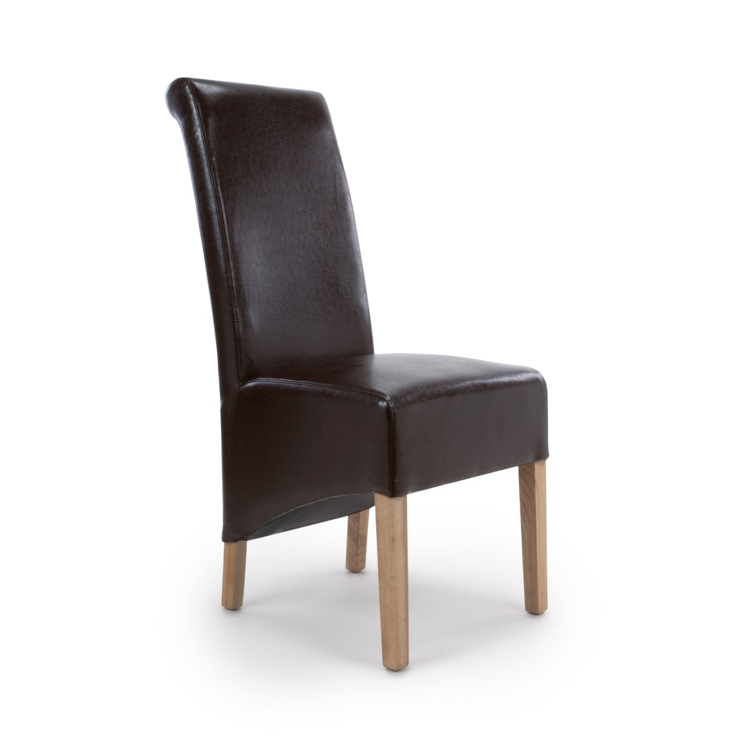 Dark Brown Leather Roll Back Dining Chair