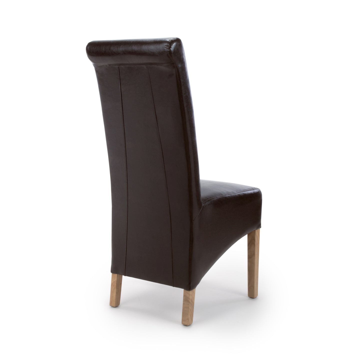 Dark Brown Leather Roll Back Dining Chair