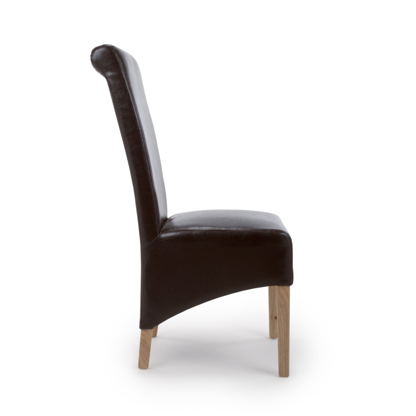 Dark Brown Leather Roll Back Dining Chair