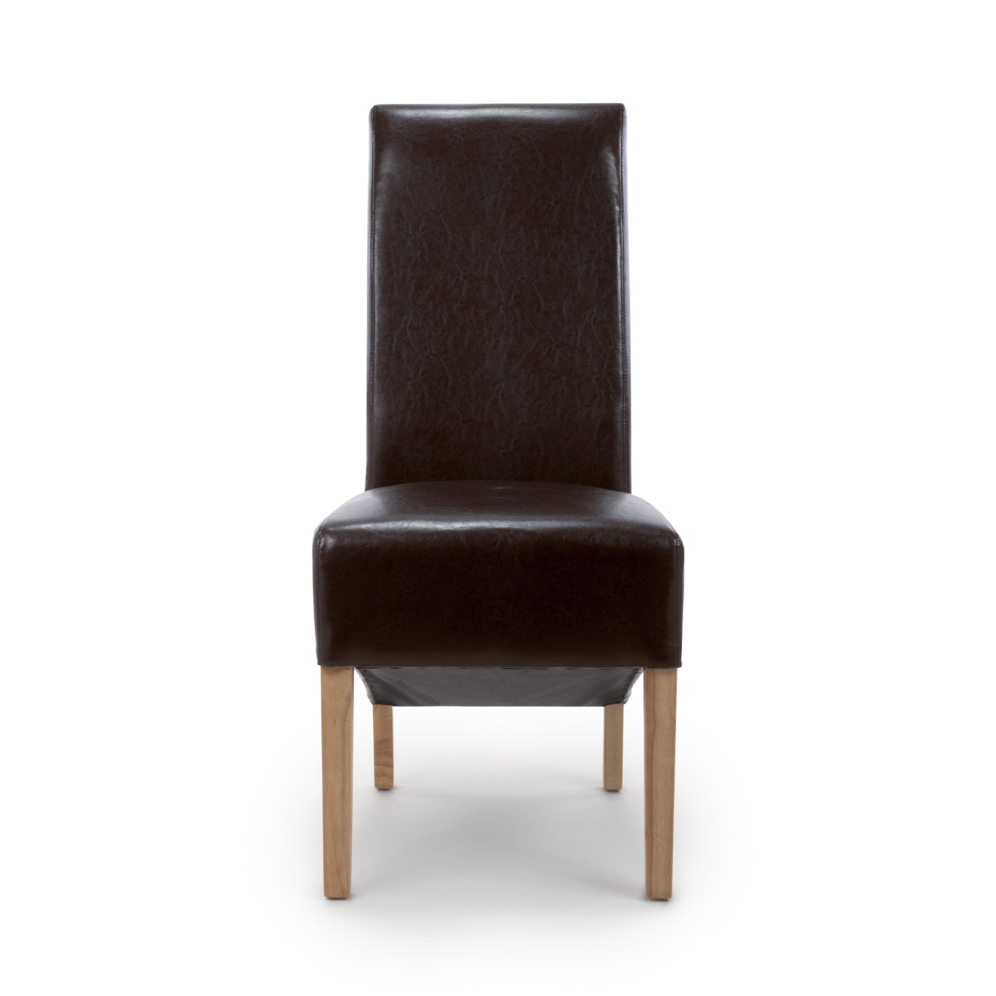 Dark Brown Leather Roll Back Dining Chair