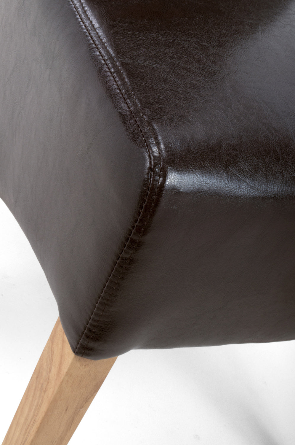 Dark Brown Leather Roll Back Dining Chair