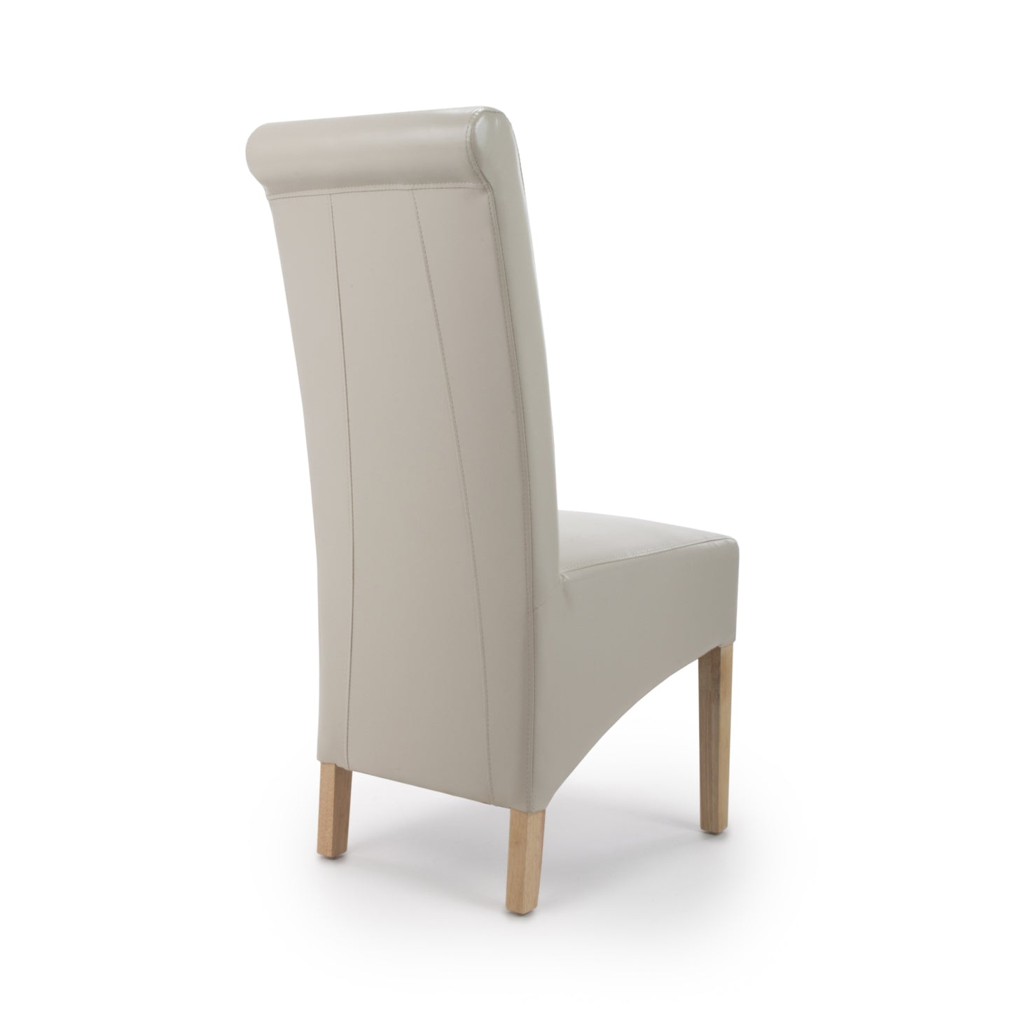 Cream Leather Roll Back Dining Chair Oak Legs