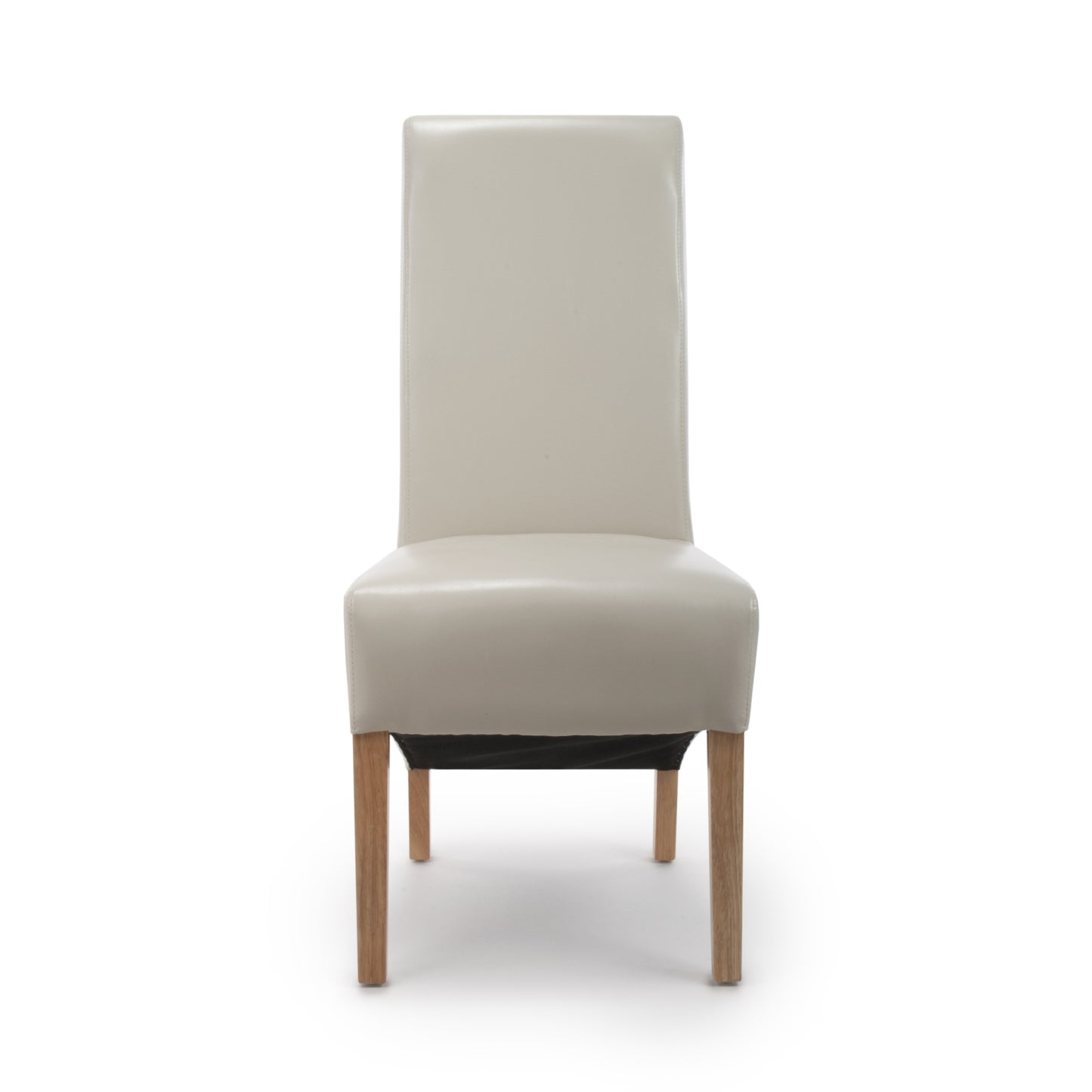 Cream Leather Roll Back Dining Chair Oak Legs