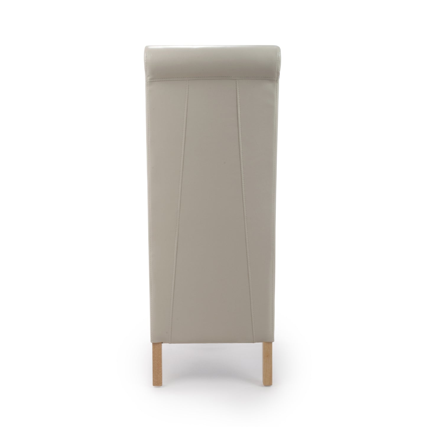 Cream Leather Roll Back Dining Chair Oak Legs