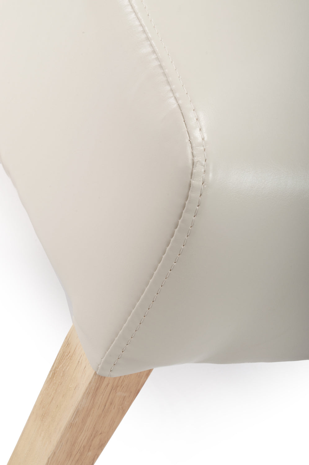 Cream Leather Roll Back Dining Chair Oak Legs