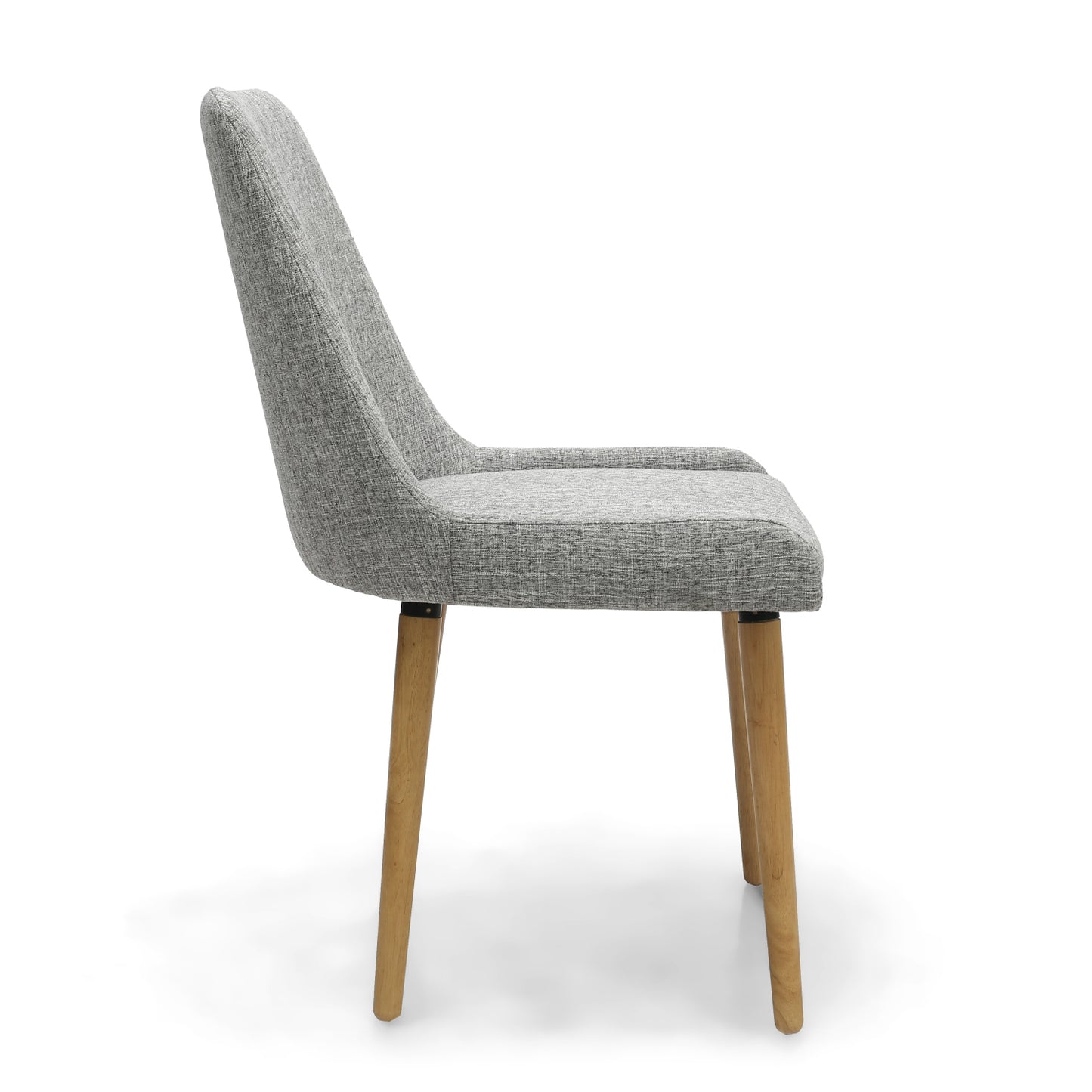Grey Linen Fabric Dining Chair with Light Wood Legs