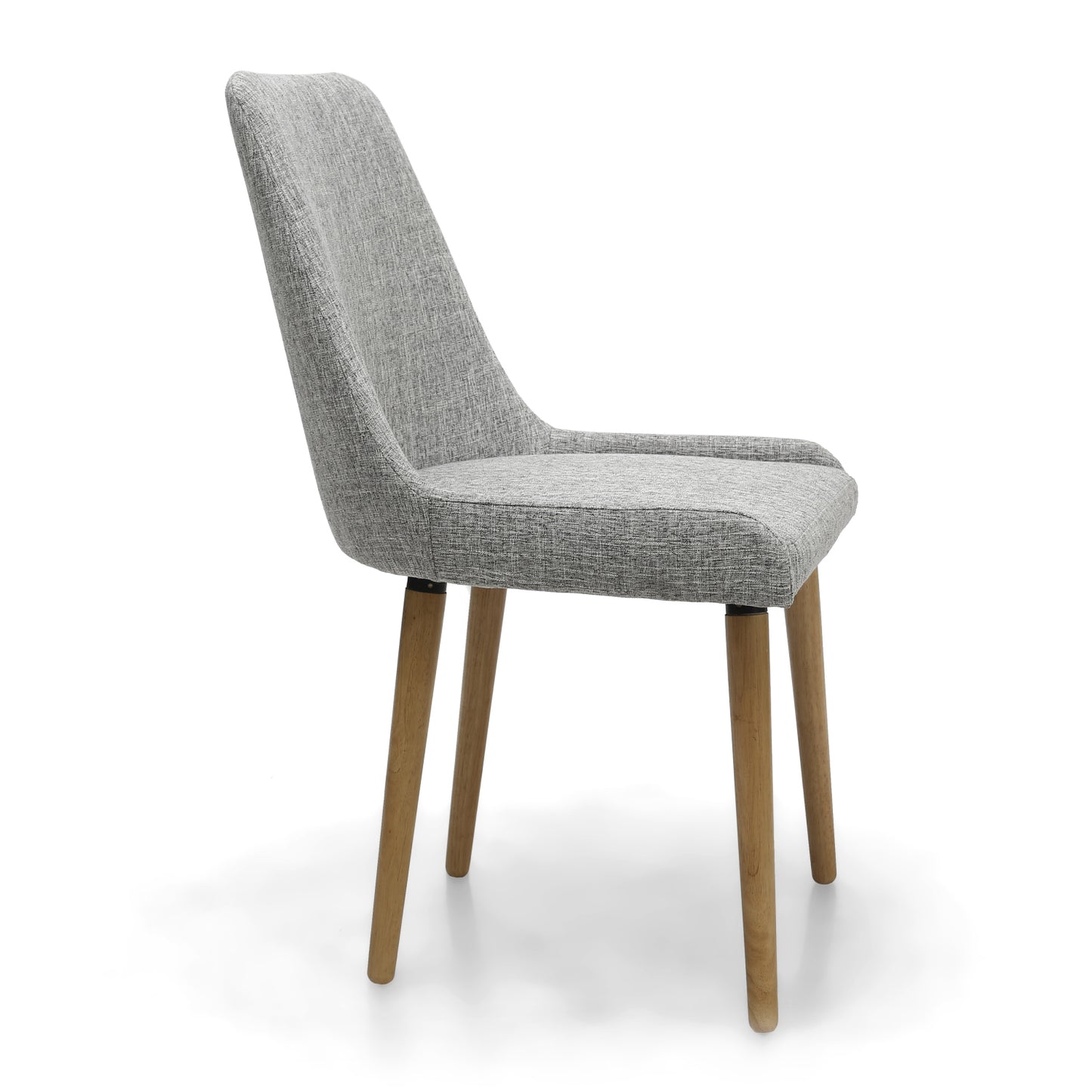 Grey Linen Fabric Dining Chair with Light Wood Legs