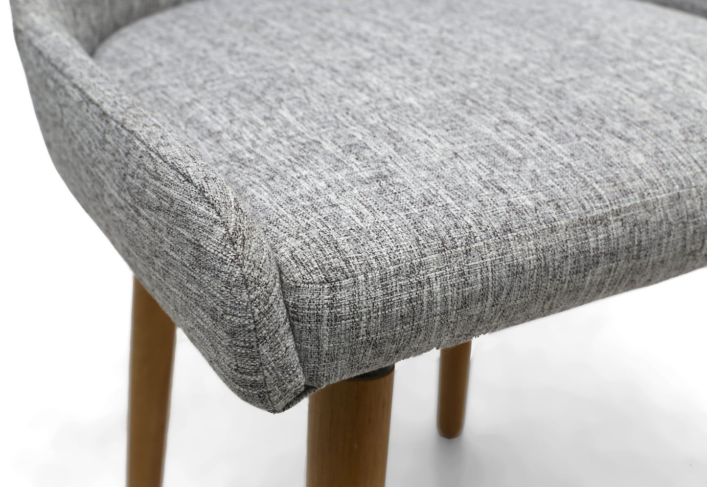Grey Linen Fabric Dining Chair with Light Wood Legs
