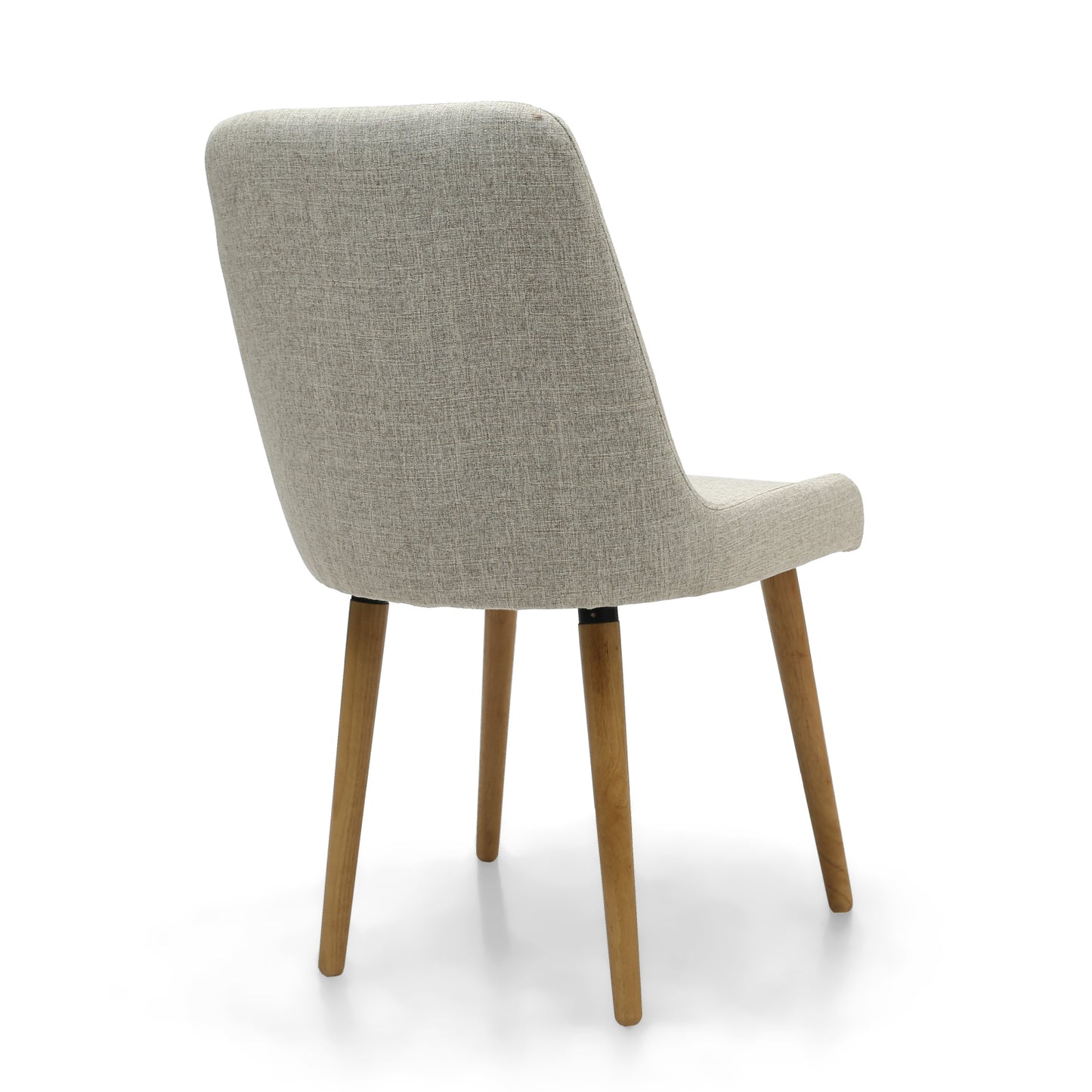 Natural Beige Linen Fabric Dining Chair Light Wood Legs