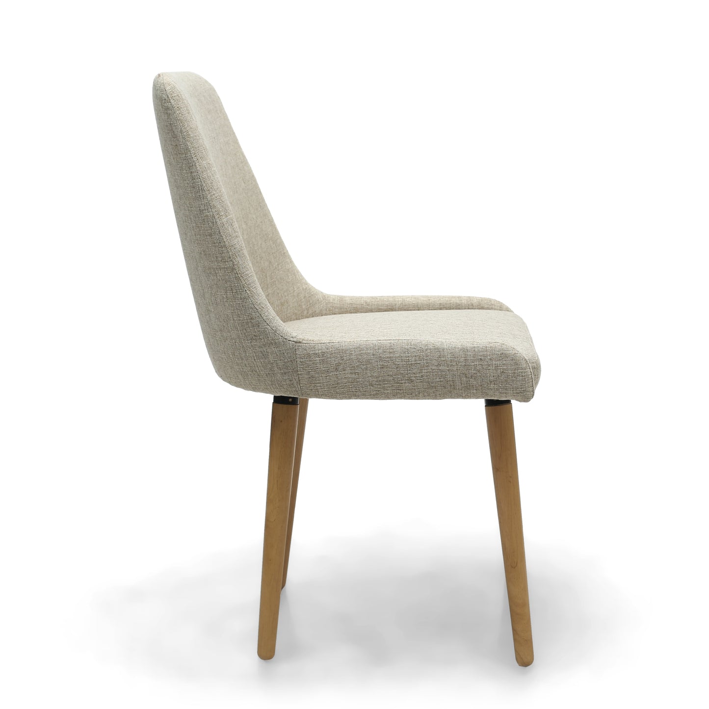 Natural Beige Linen Fabric Dining Chair Light Wood Legs