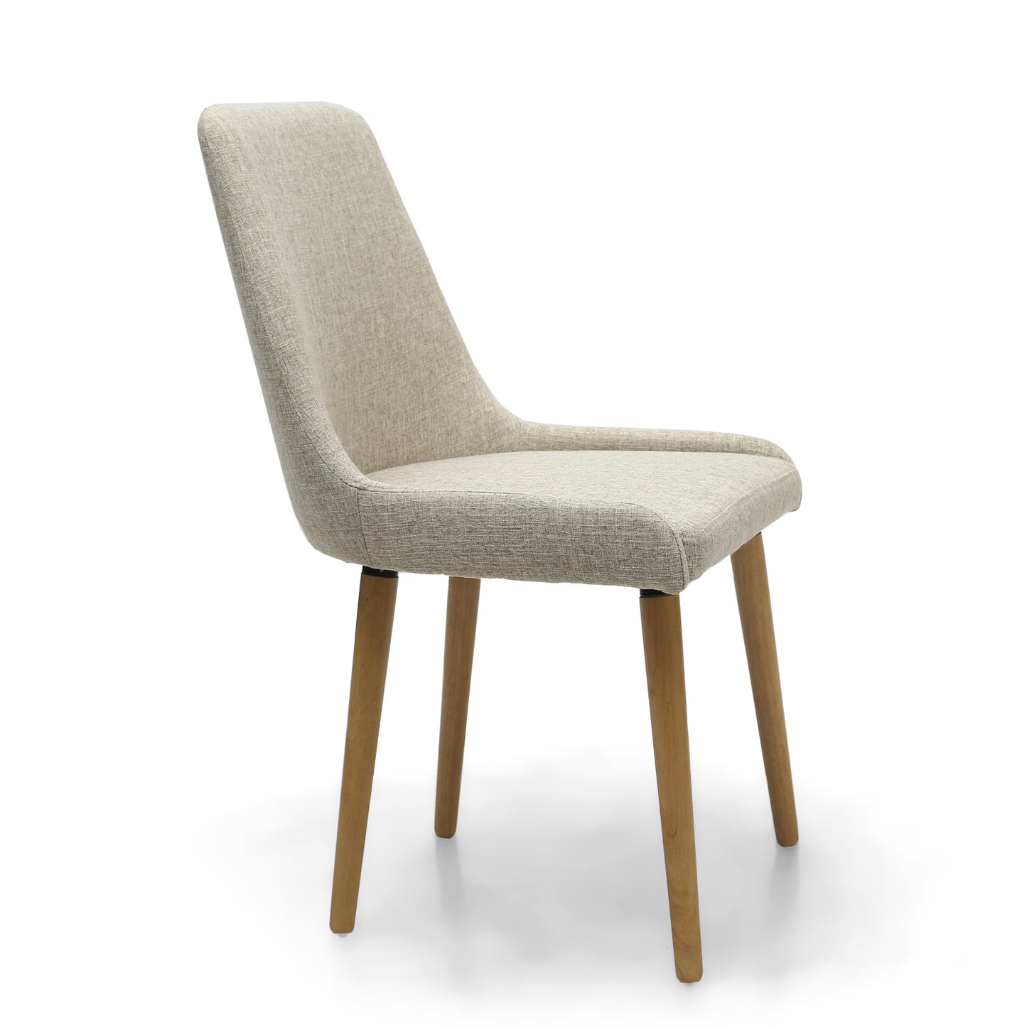 Natural Beige Linen Fabric Dining Chair Light Wood Legs