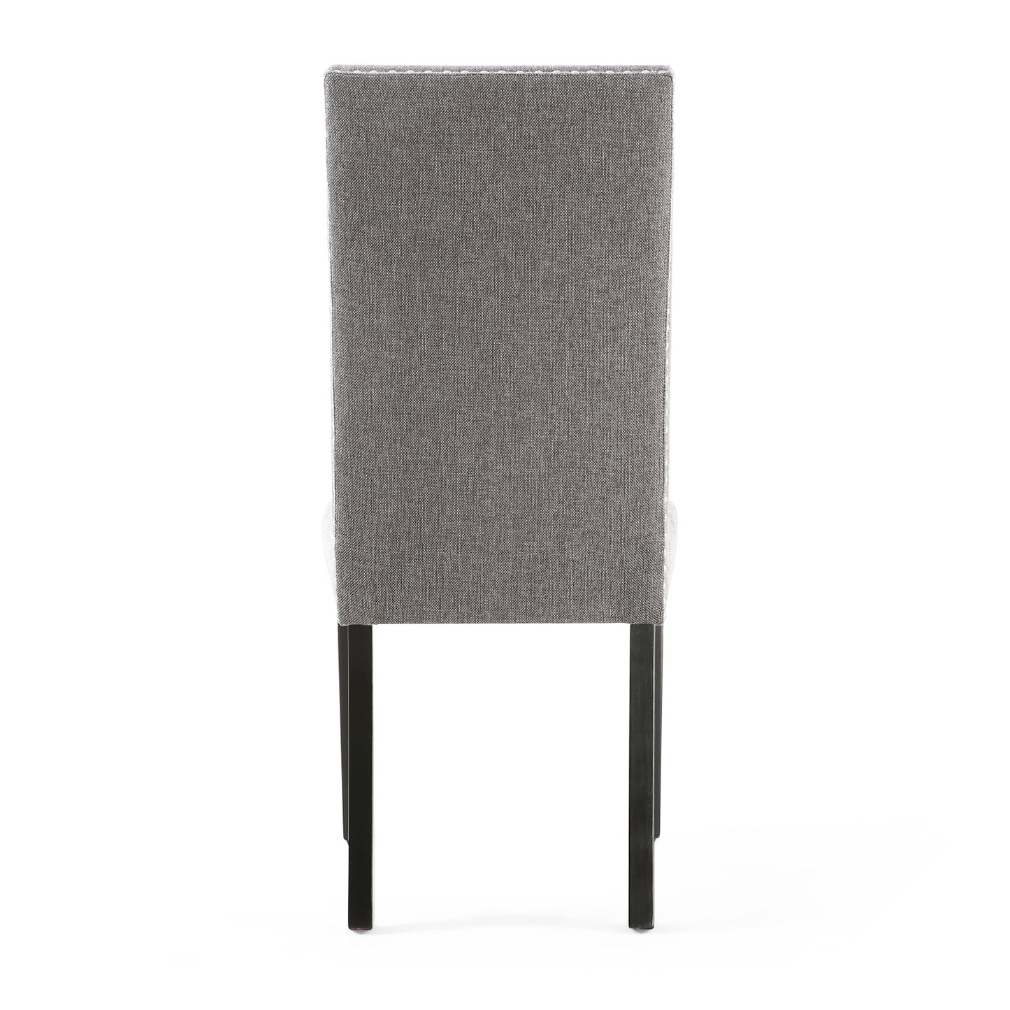Grey Linen Fabric Dining Chair Black Legs
