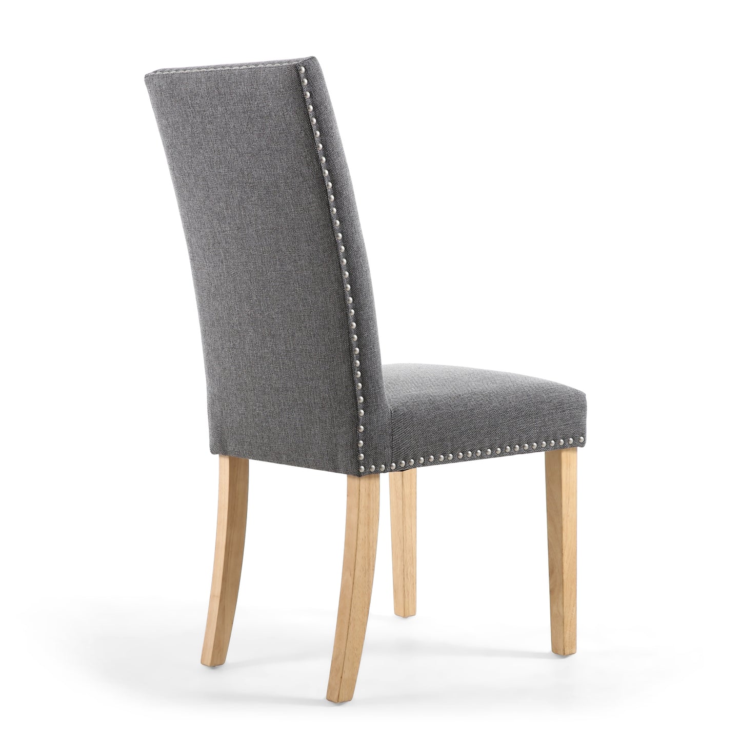 Steel Grey Studded Fabric Dining Chair