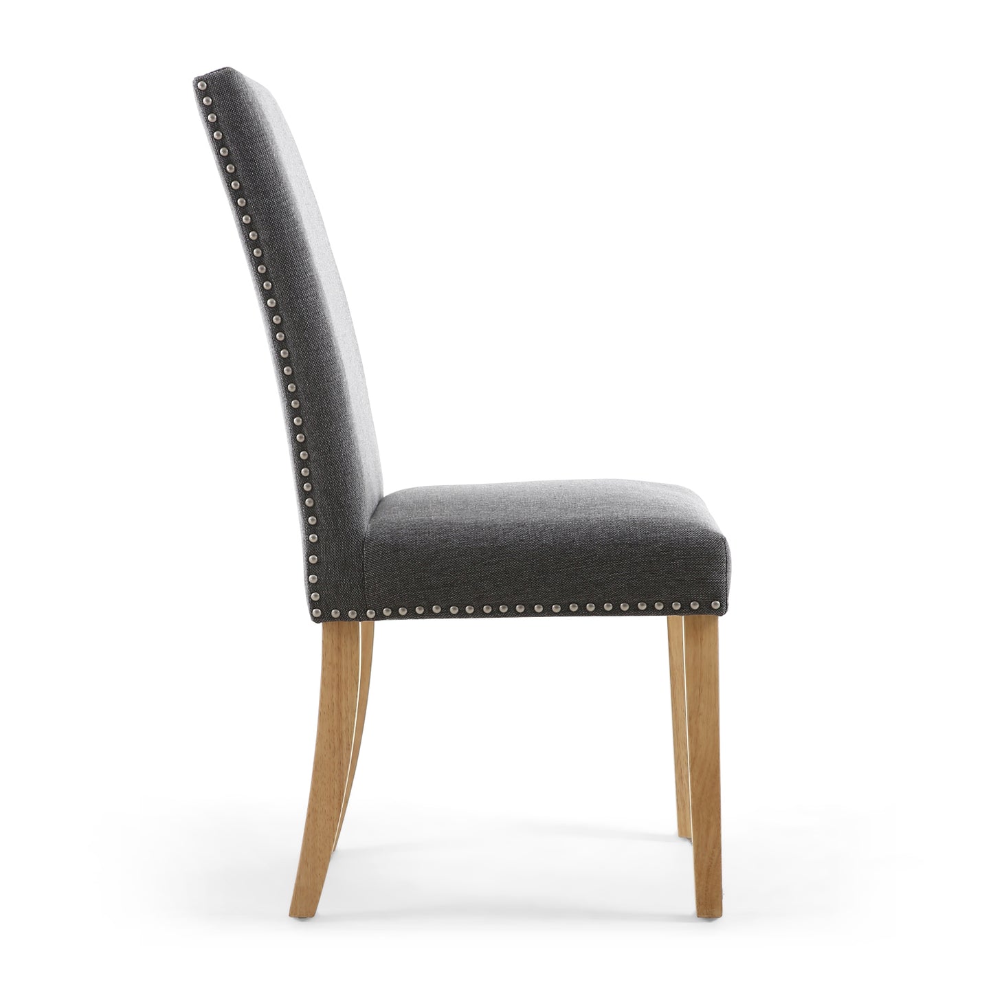 Steel Grey Studded Fabric Dining Chair