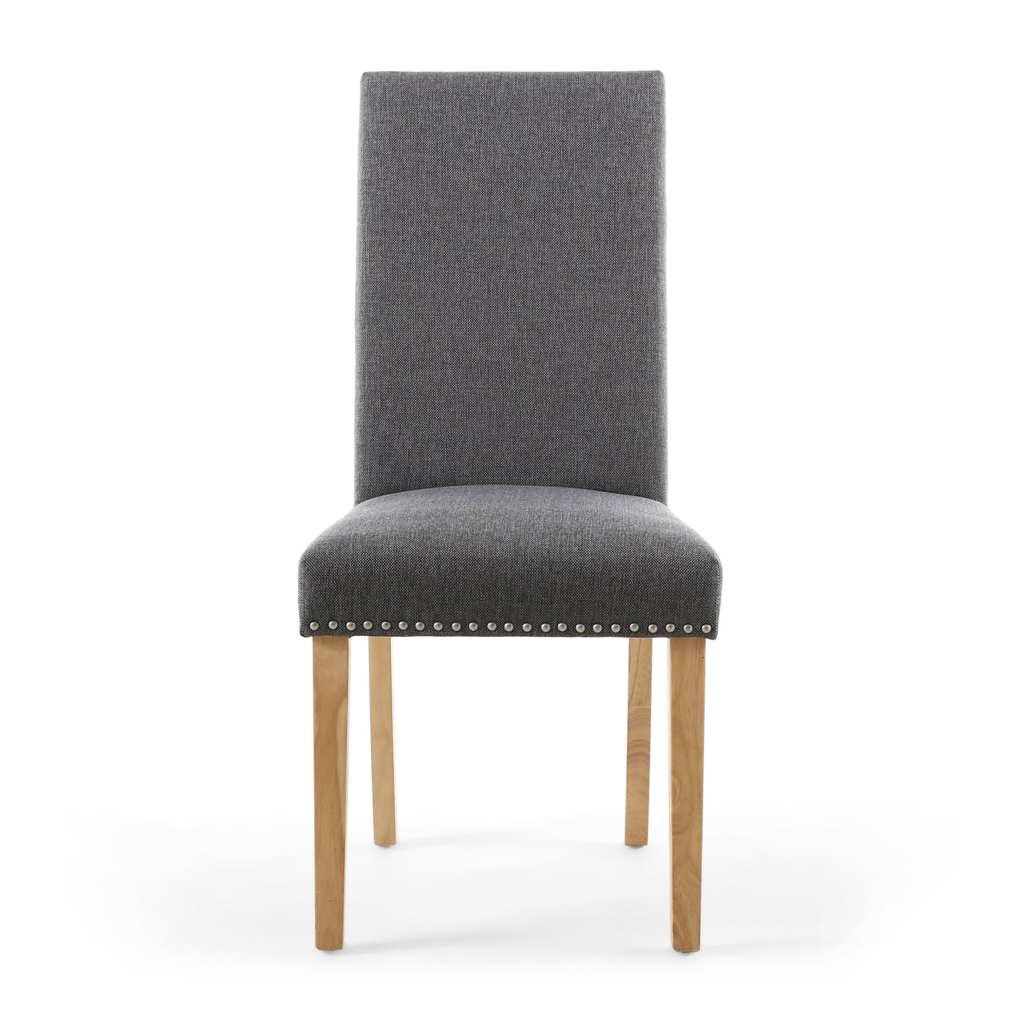 Steel Grey Studded Fabric Dining Chair