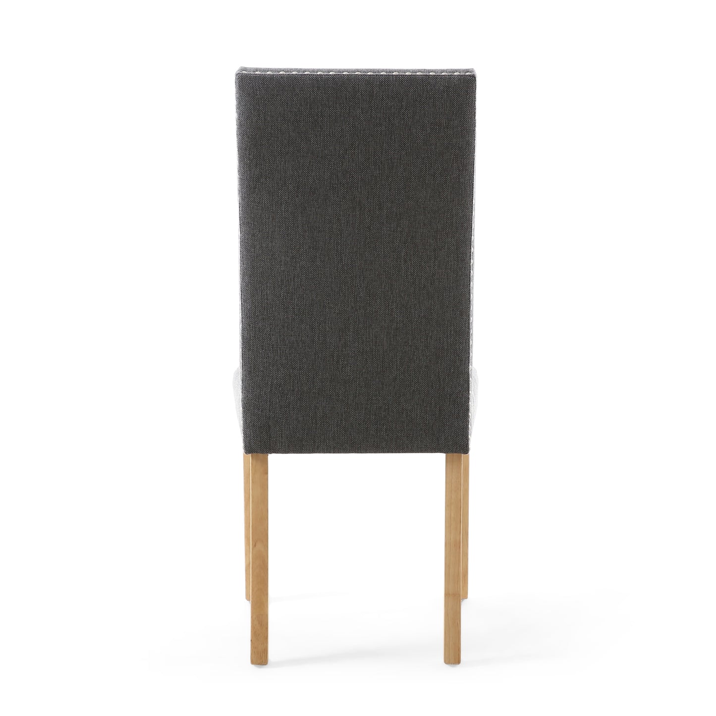 Steel Grey Studded Fabric Dining Chair