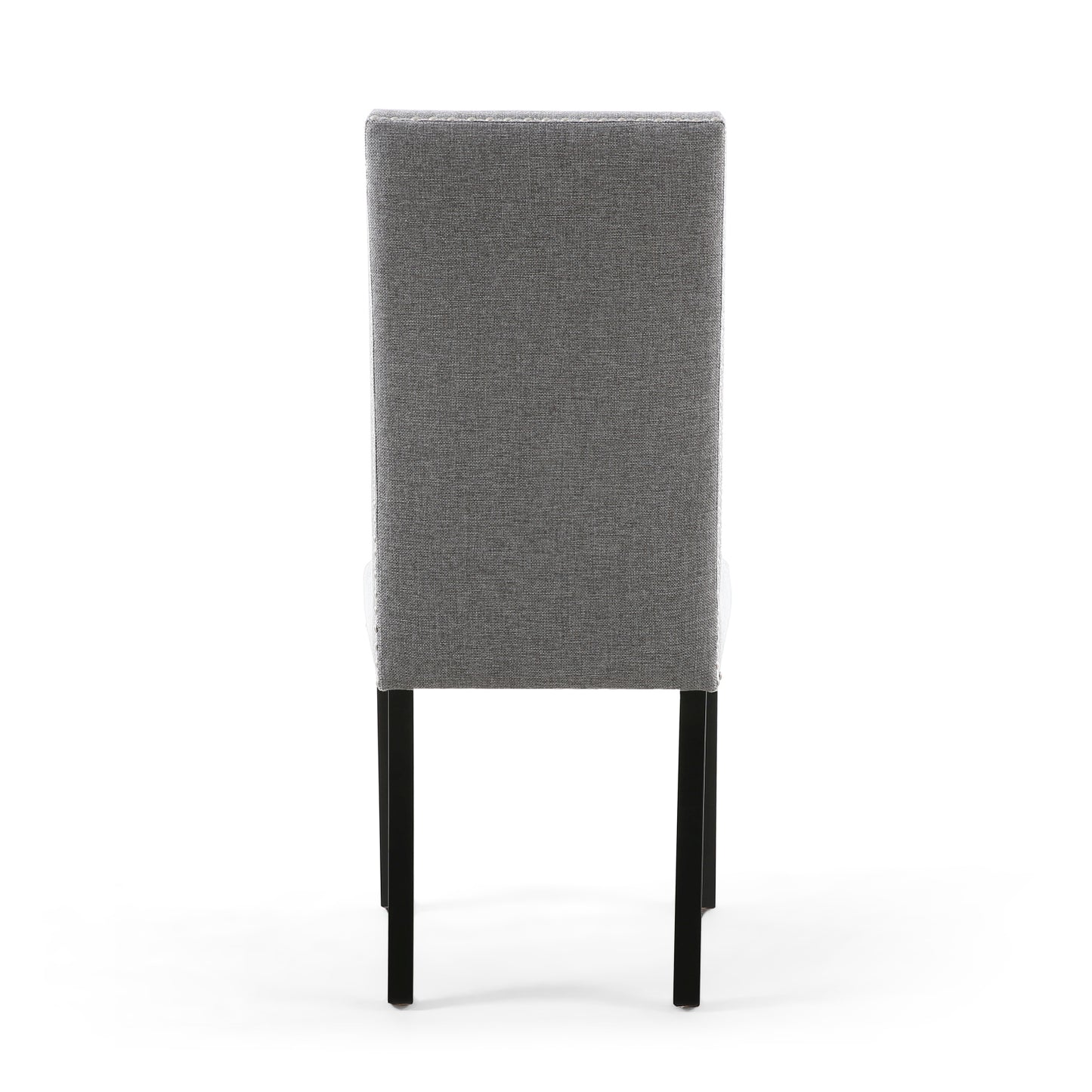 Grey Linen Fabric Dining Chair Black Wooden Legs