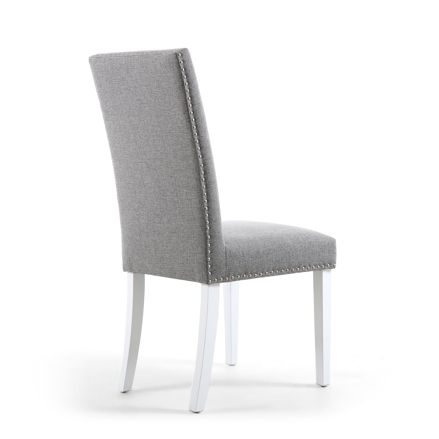 Grey Fabric Dining Chair White Legs