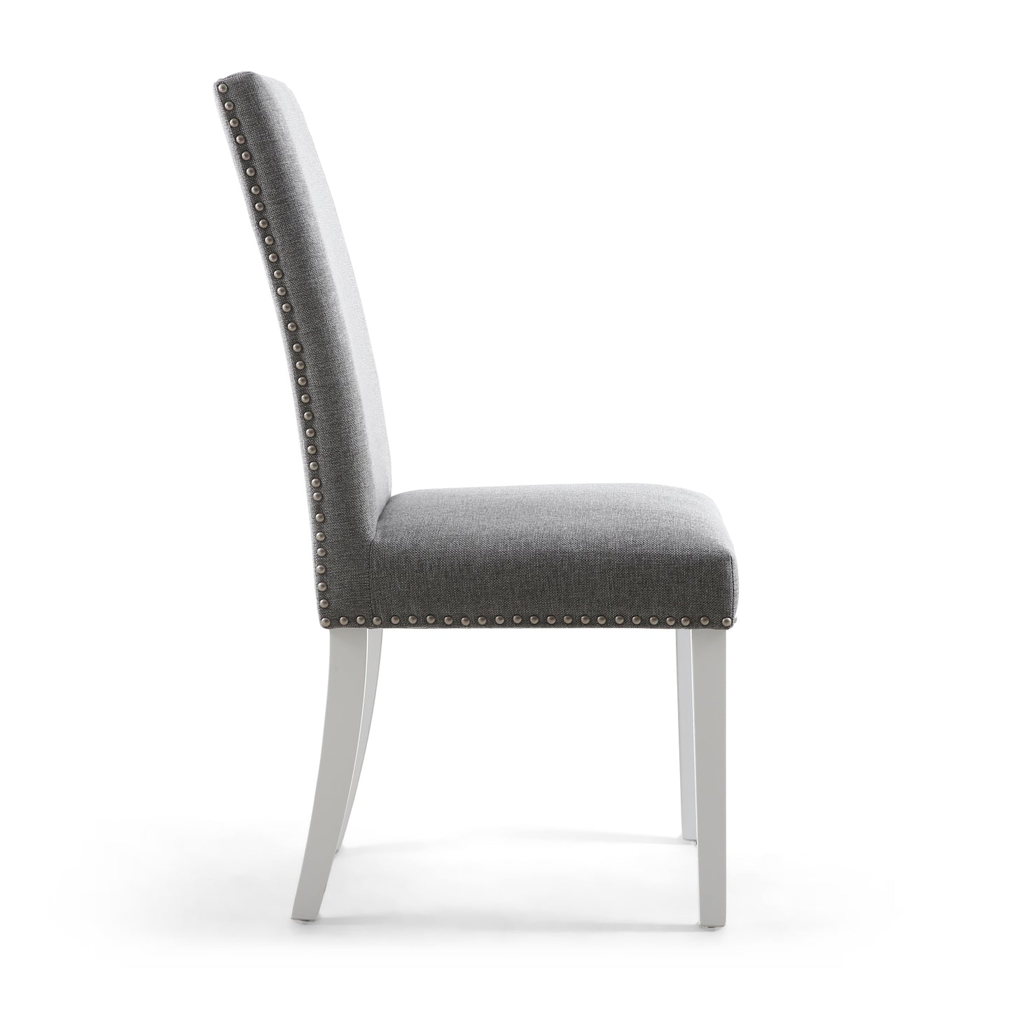 Grey Fabric Dining Chair White Legs