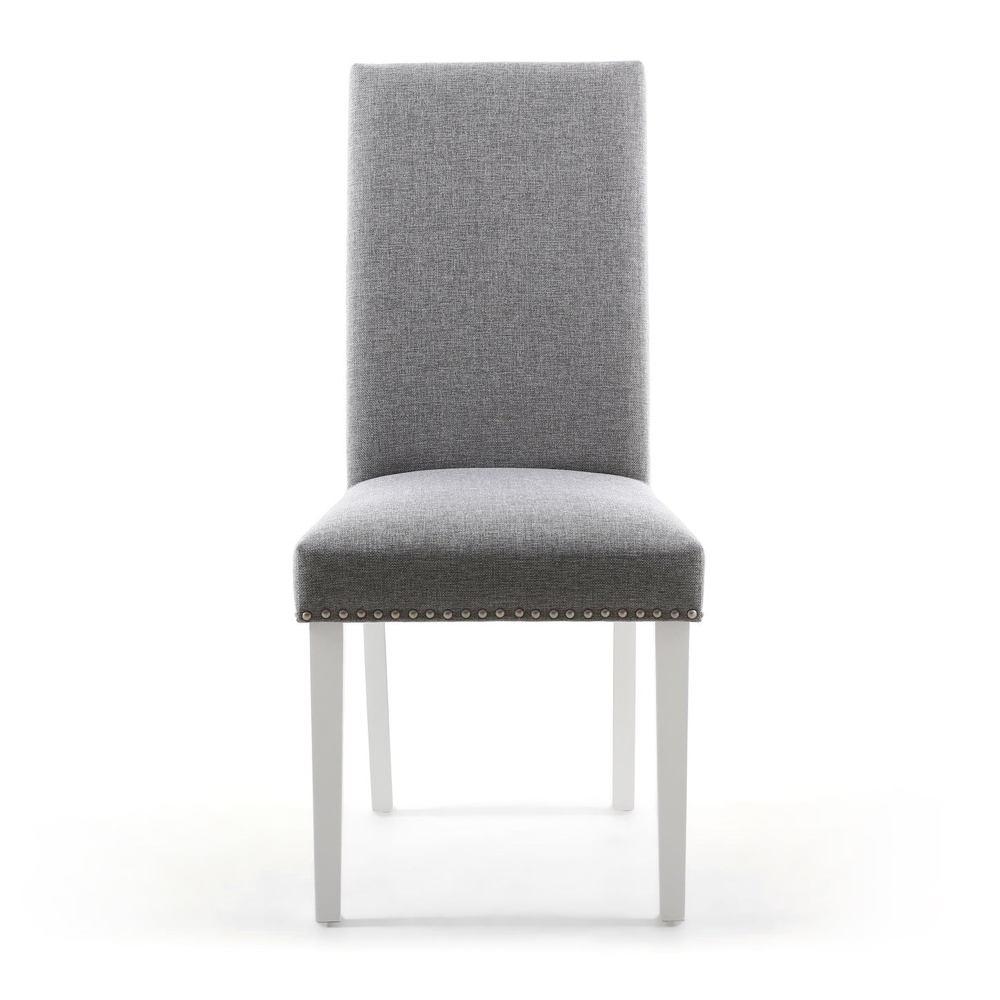Grey Fabric Dining Chair White Legs
