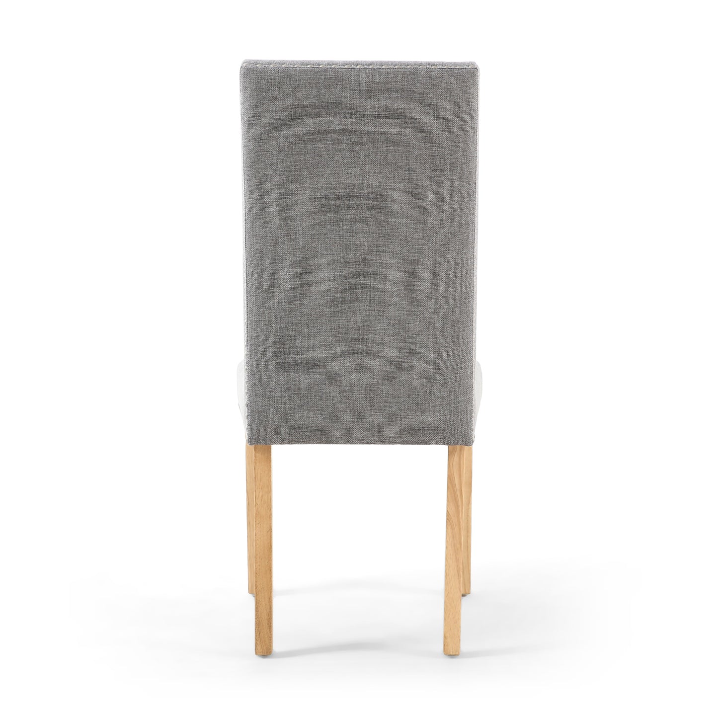 Grey Fabric Studded Dining Chair Light Wood Legs