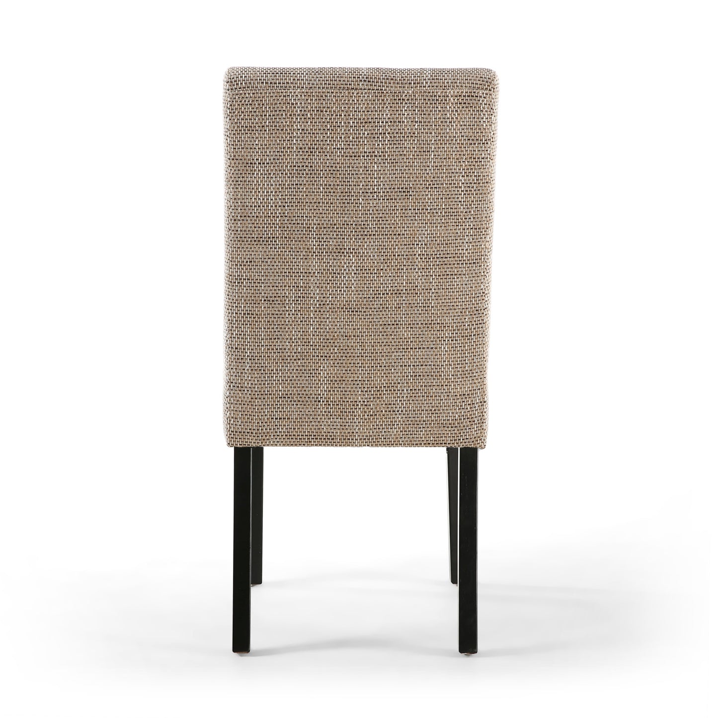 Oatmeal Tweed Buttoned Fabric Dining Chair Black Wood Legs