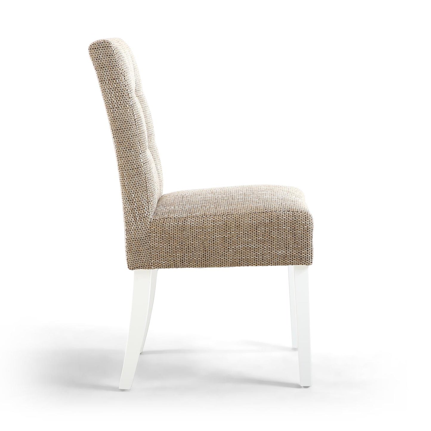 Oatmeal Tweed Fabric Dining Chair White Legs