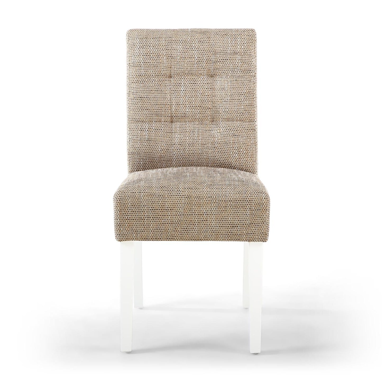 Oatmeal Tweed Fabric Dining Chair White Legs