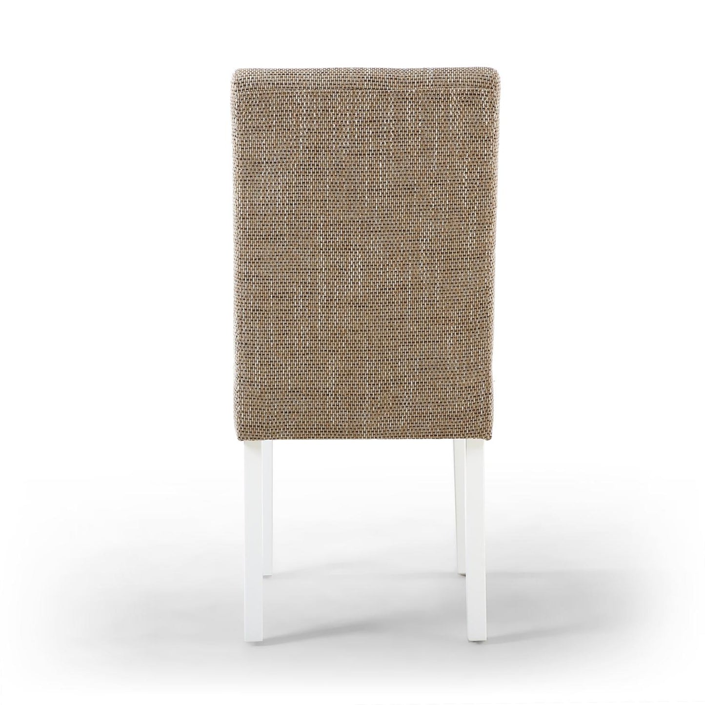Oatmeal Tweed Fabric Dining Chair White Legs