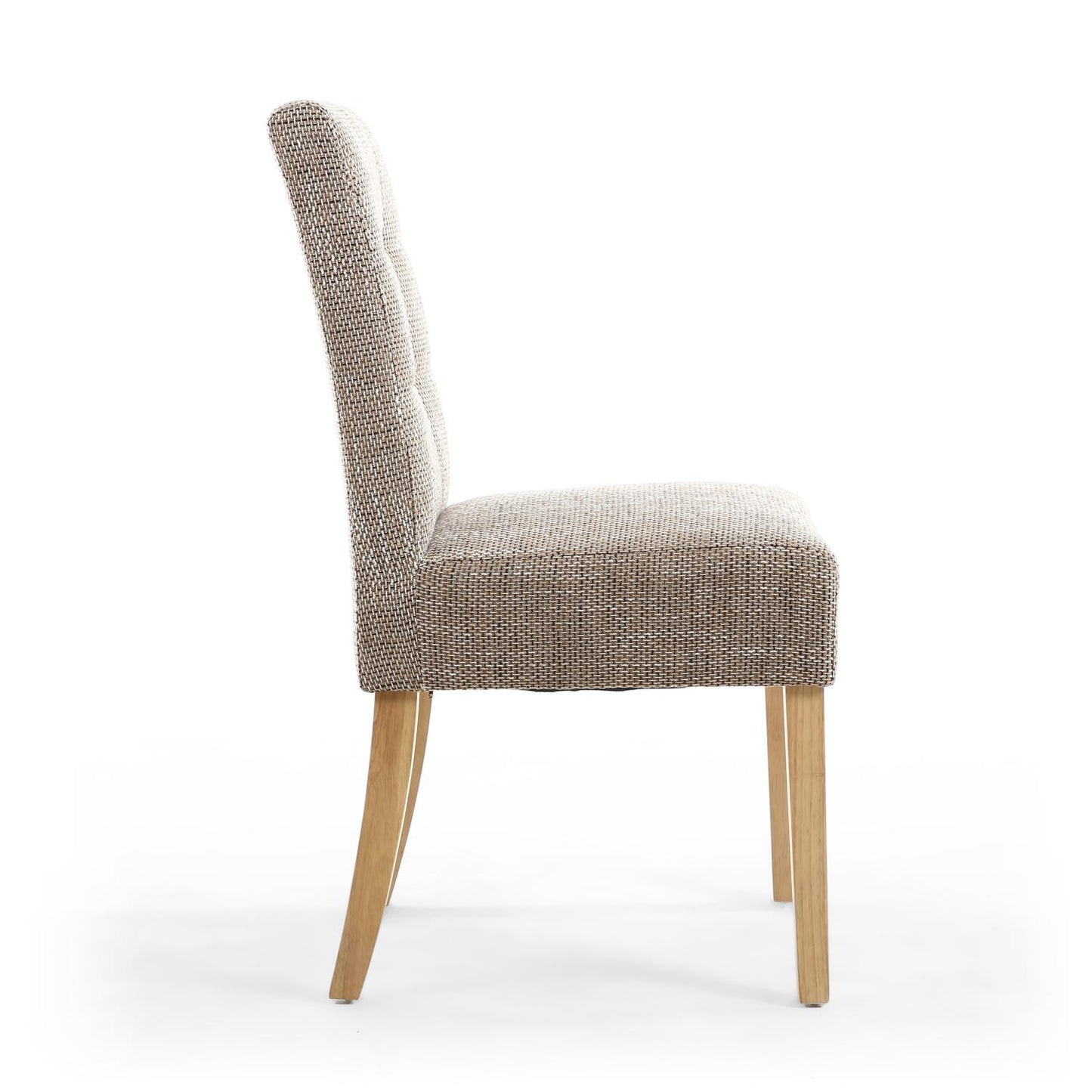 Oatmeal Tweed Fabric Dining Chair Light Wood Legs