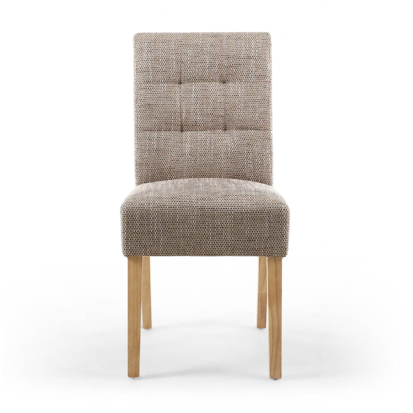 Oatmeal Tweed Fabric Dining Chair Light Wood Legs