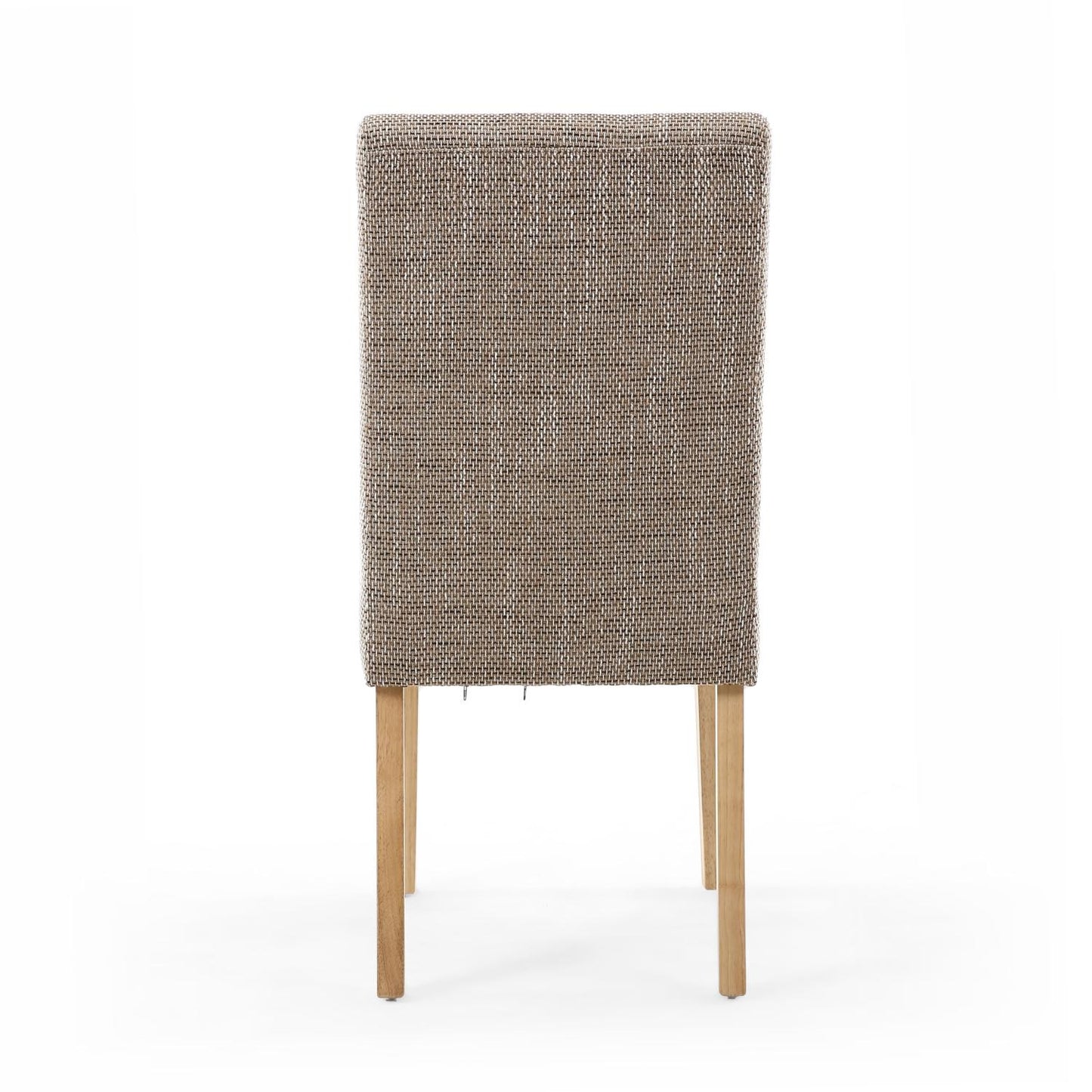 Oatmeal Tweed Fabric Dining Chair Light Wood Legs