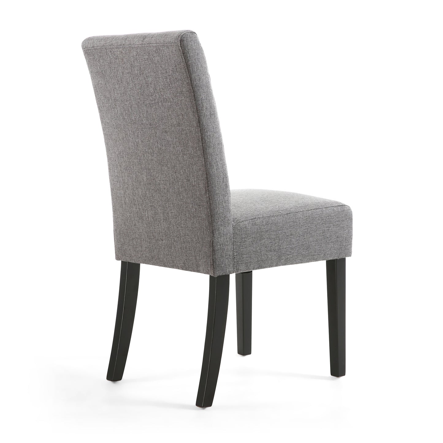 Grey Fabric Dining Chair Black Wooden Legs