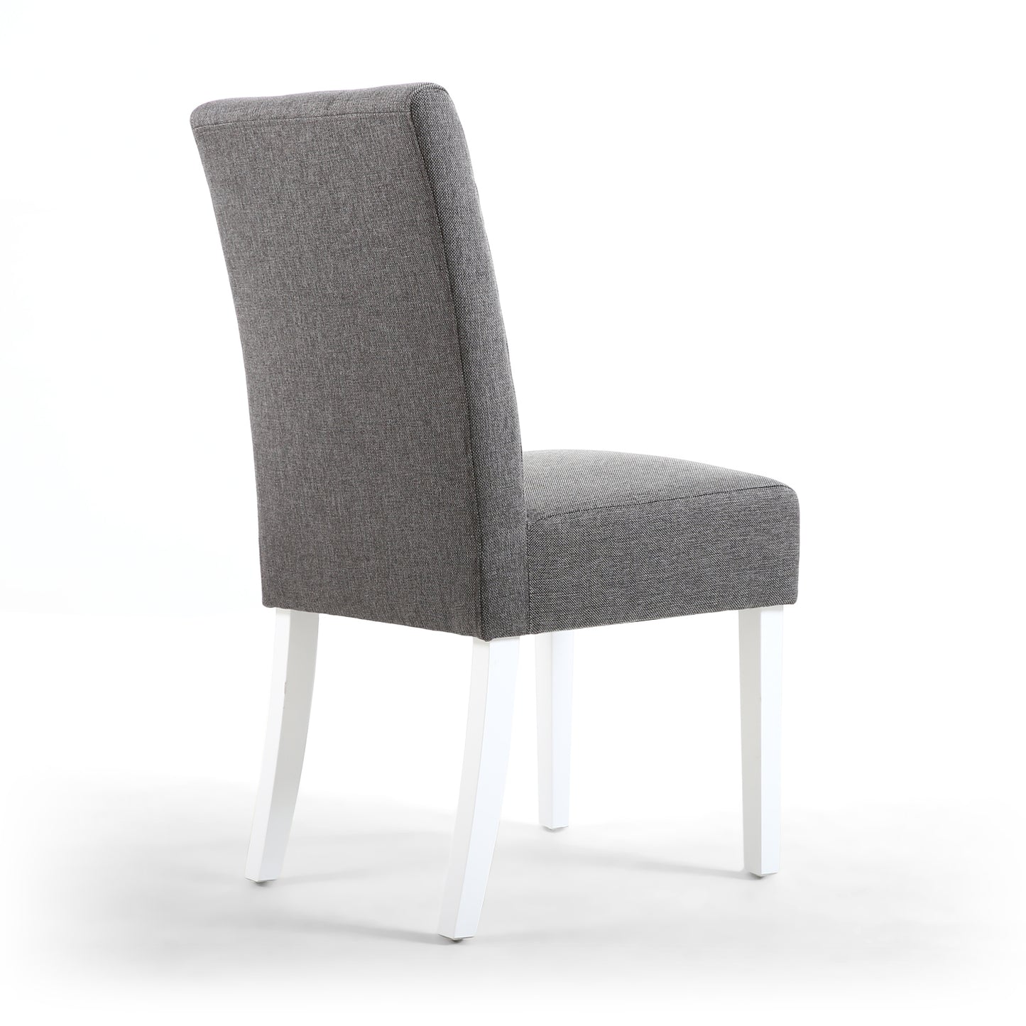 Grey Fabric Buttoned Waffle Back Dining Chair White Legs