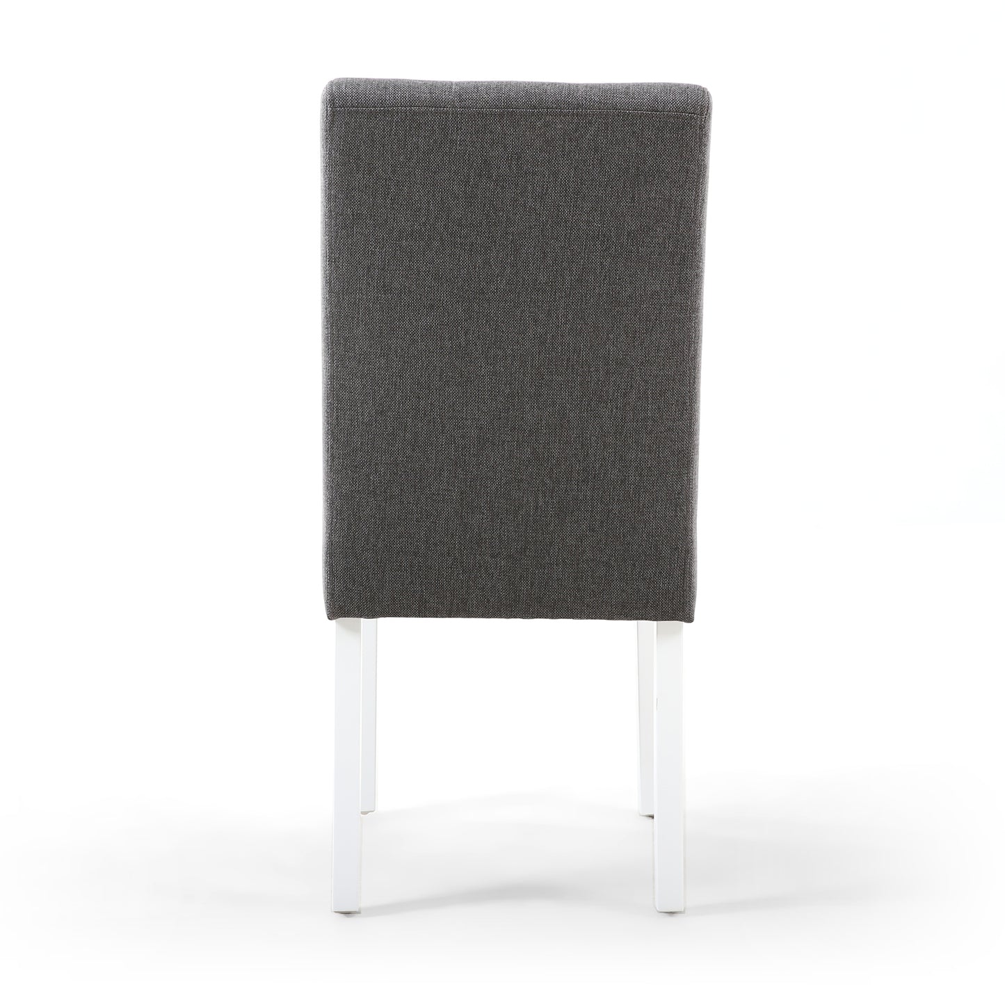 Grey Fabric Buttoned Waffle Back Dining Chair White Legs