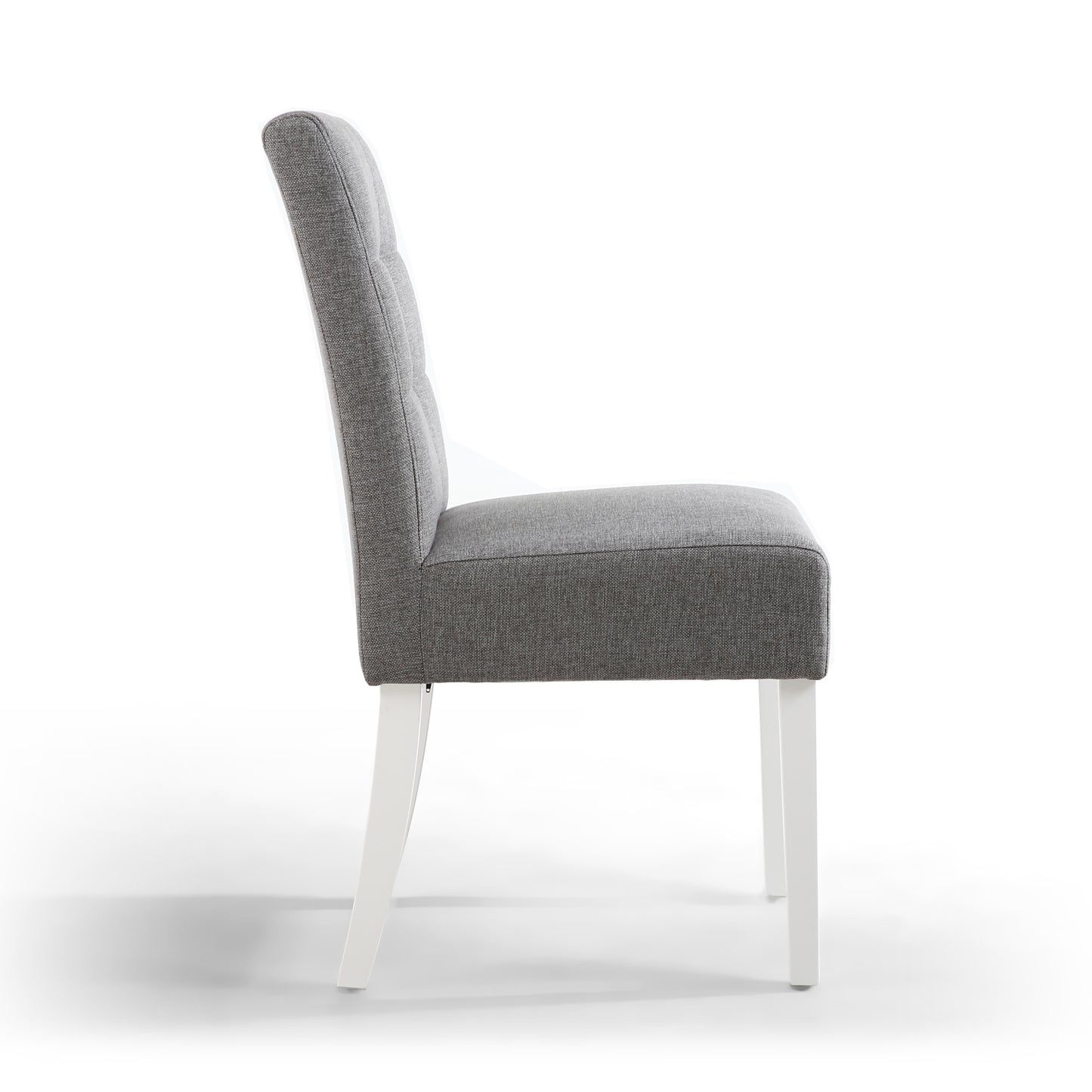Silver Grey Linen Fabric Waffle Back Dining Chair White Legs