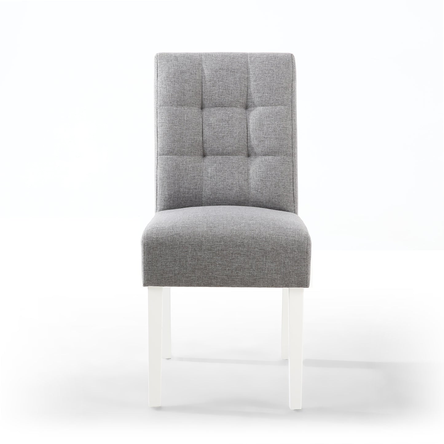 Silver Grey Linen Fabric Waffle Back Dining Chair White Legs