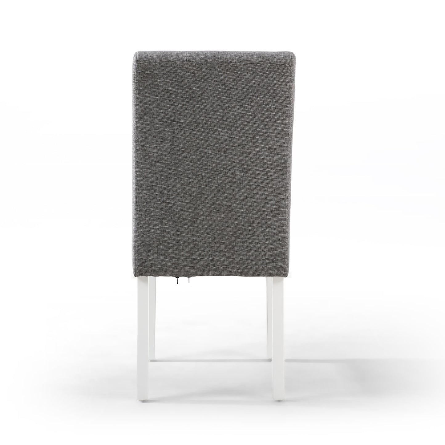 Silver Grey Linen Fabric Waffle Back Dining Chair White Legs