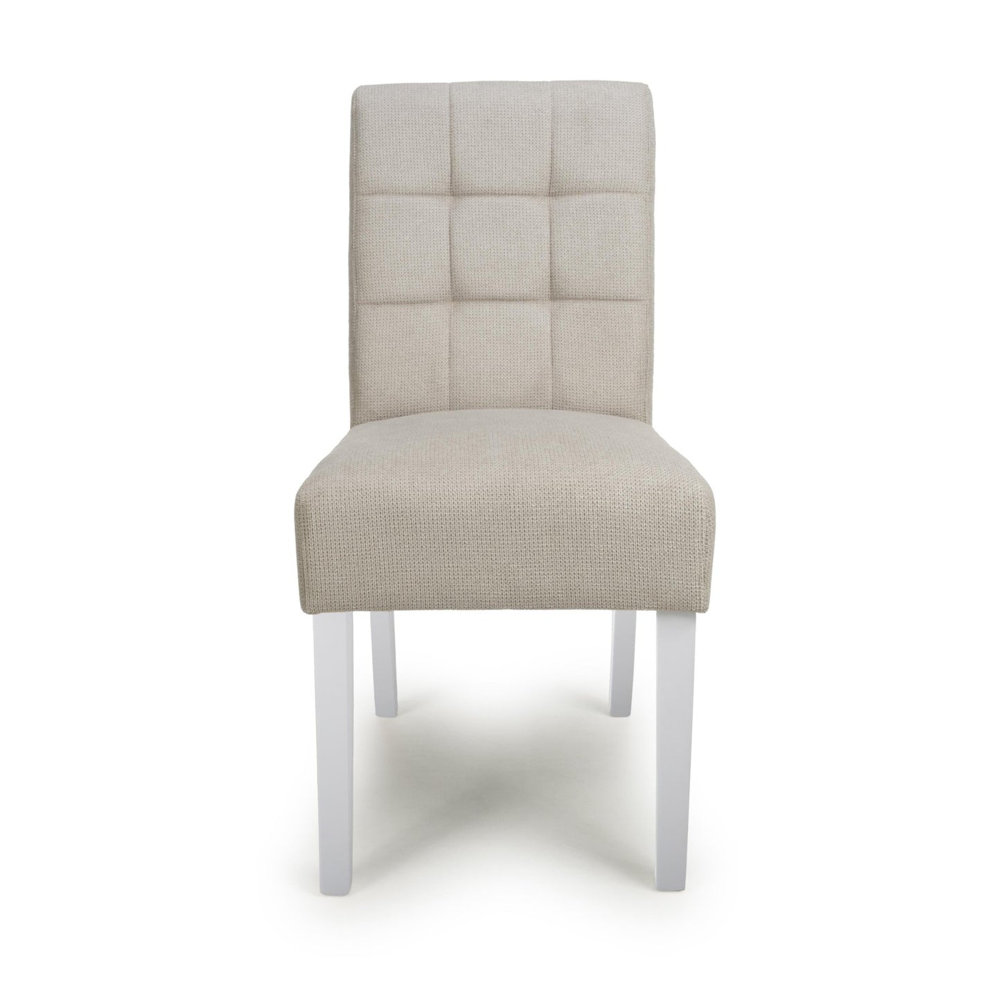 Moseley Waffle Flax Effect Natural Dining Chair in White Legs